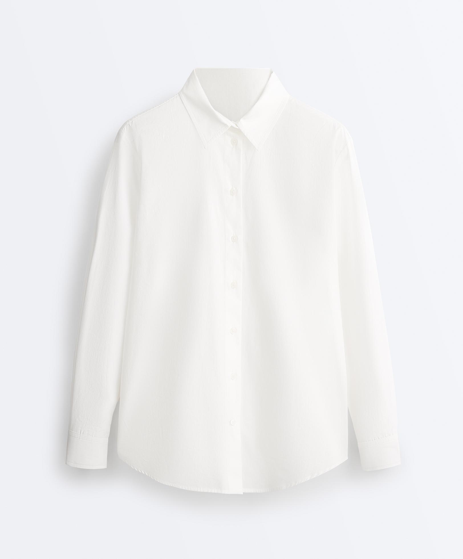 100% cotton long-sleeved shirt — WHITE