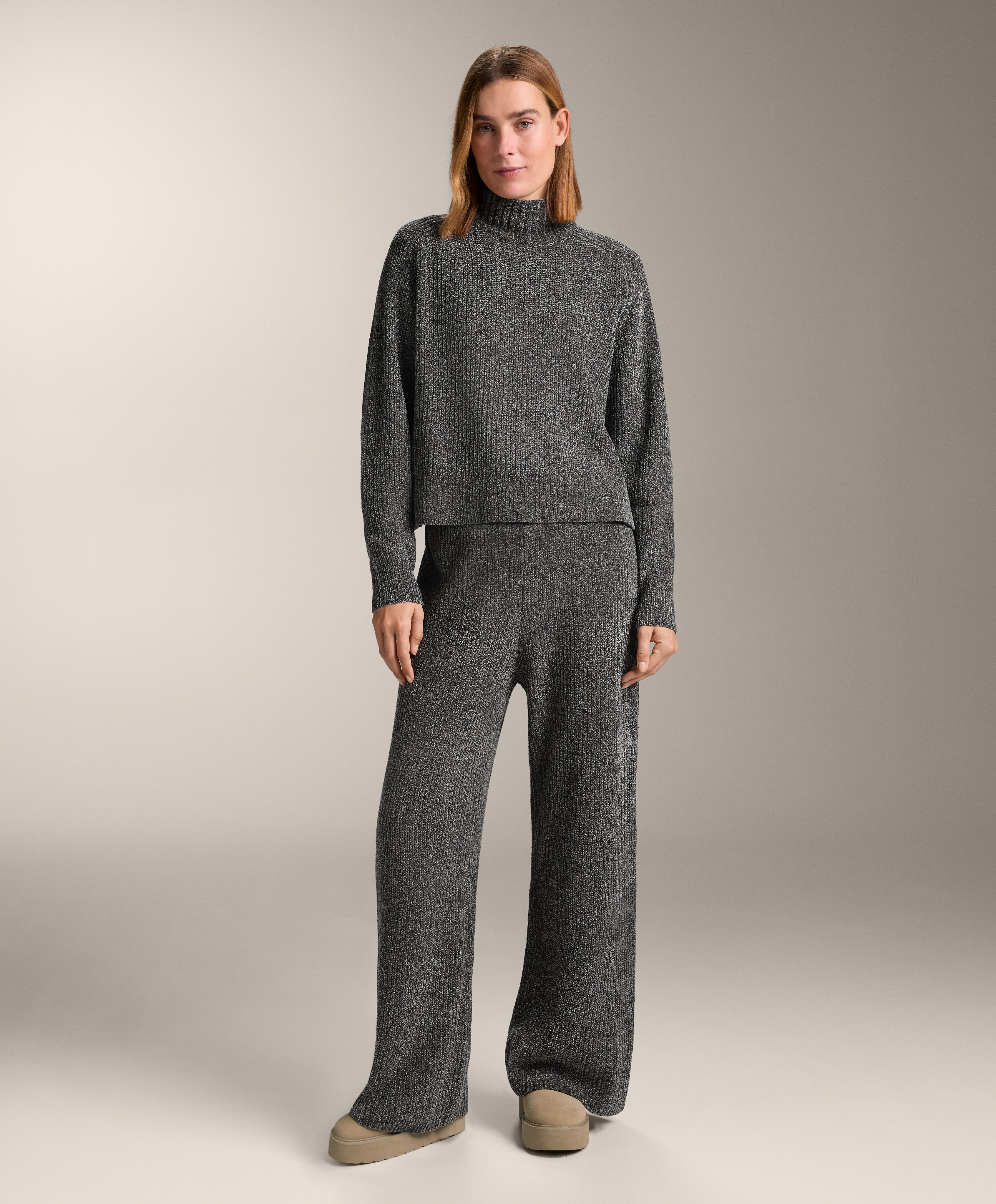 Twisted knit flare trousers - Sale