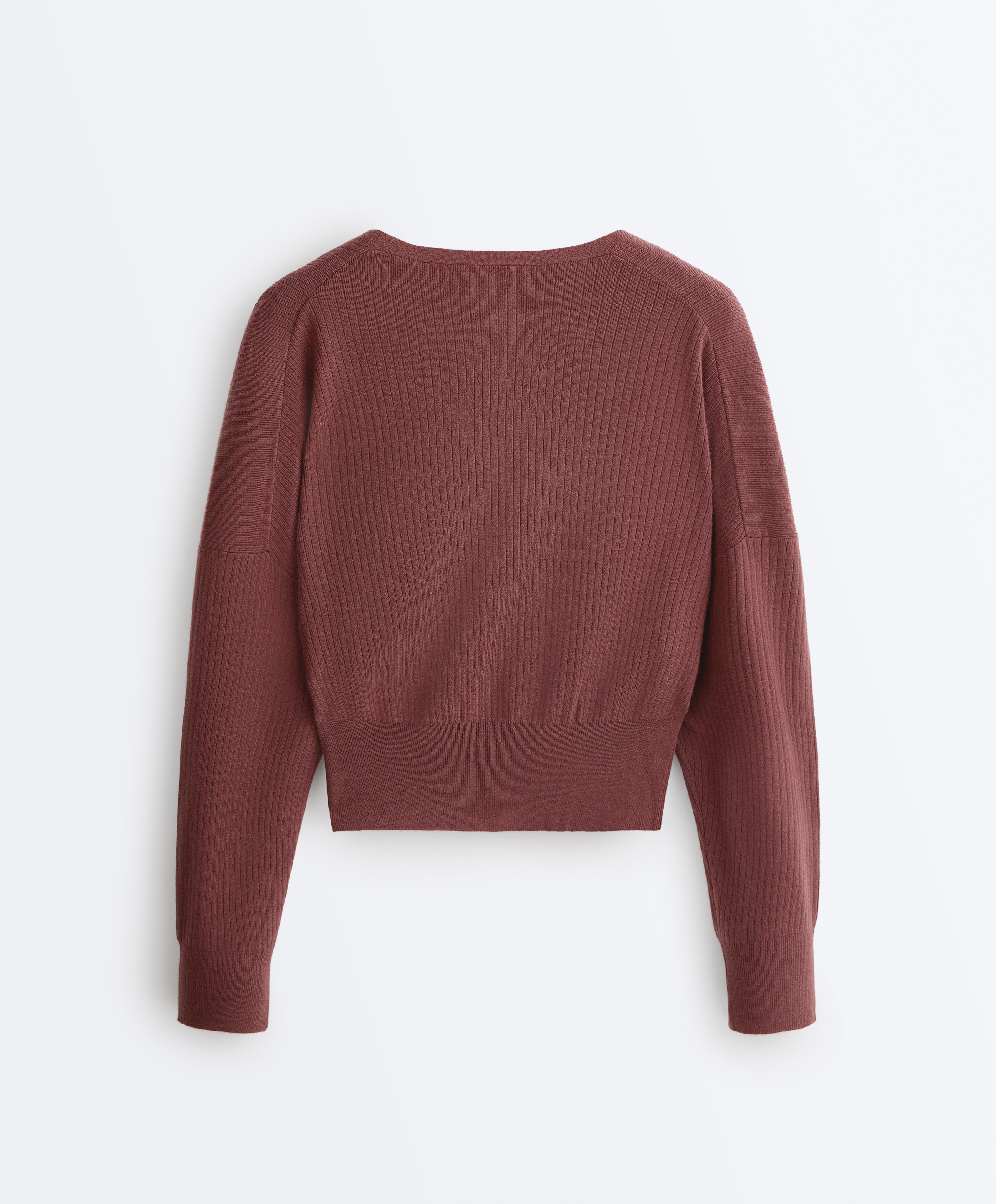Wrap knit jumper — MAHOGANY