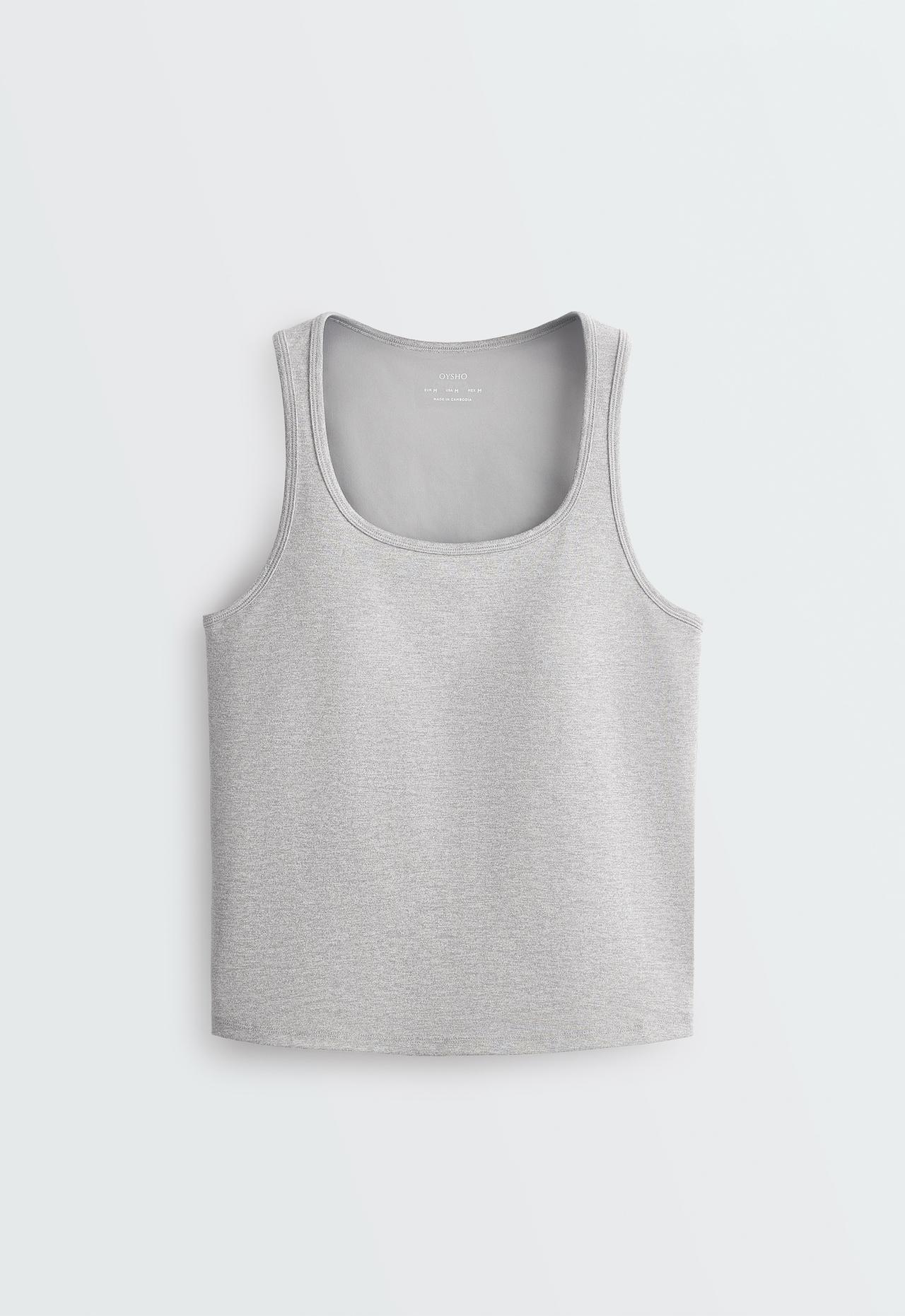 Evermove tank top with square neckline, neck — MID-GREY MELANGE