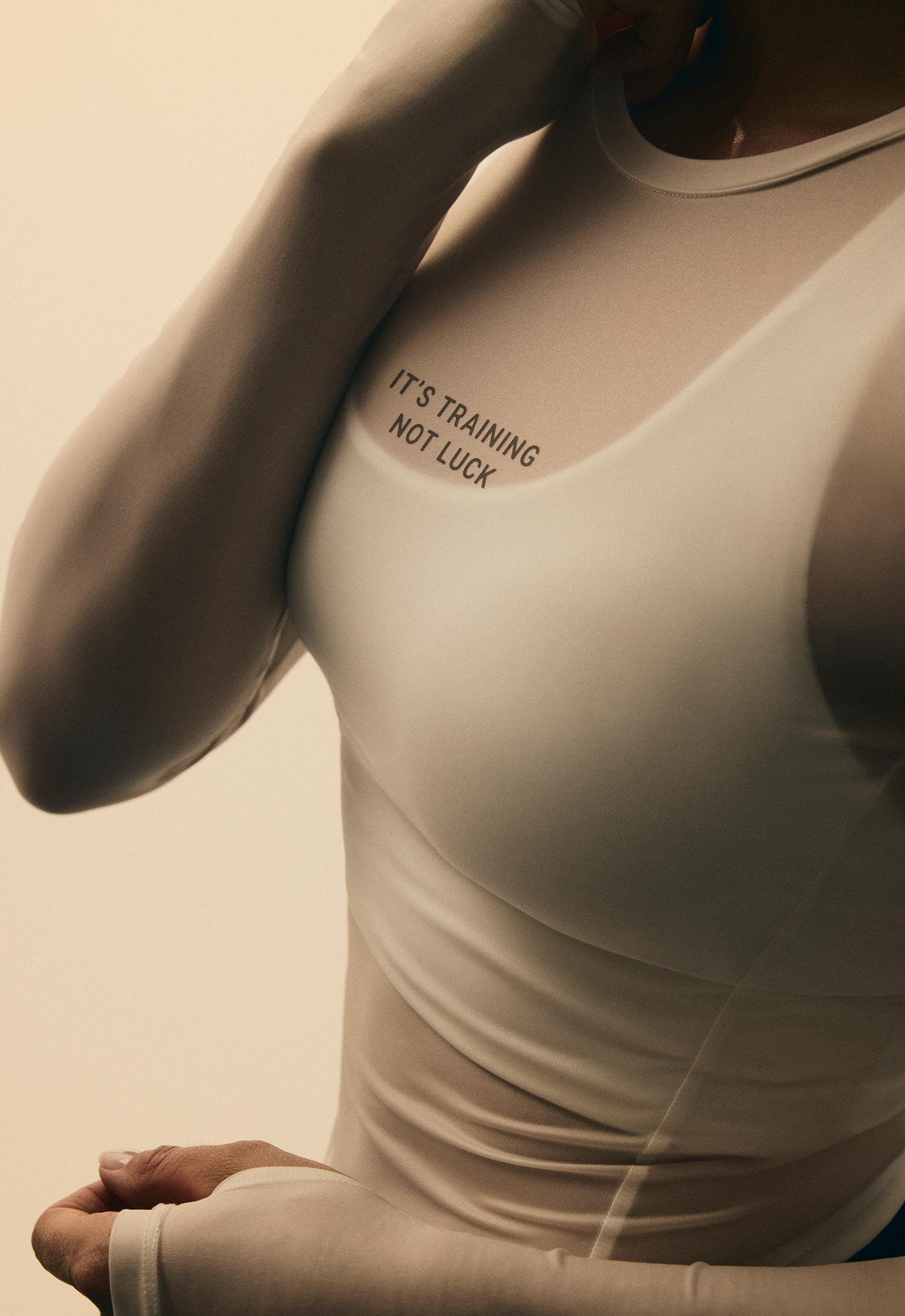 Long-sleeved technical T-shirt with text — WHITE