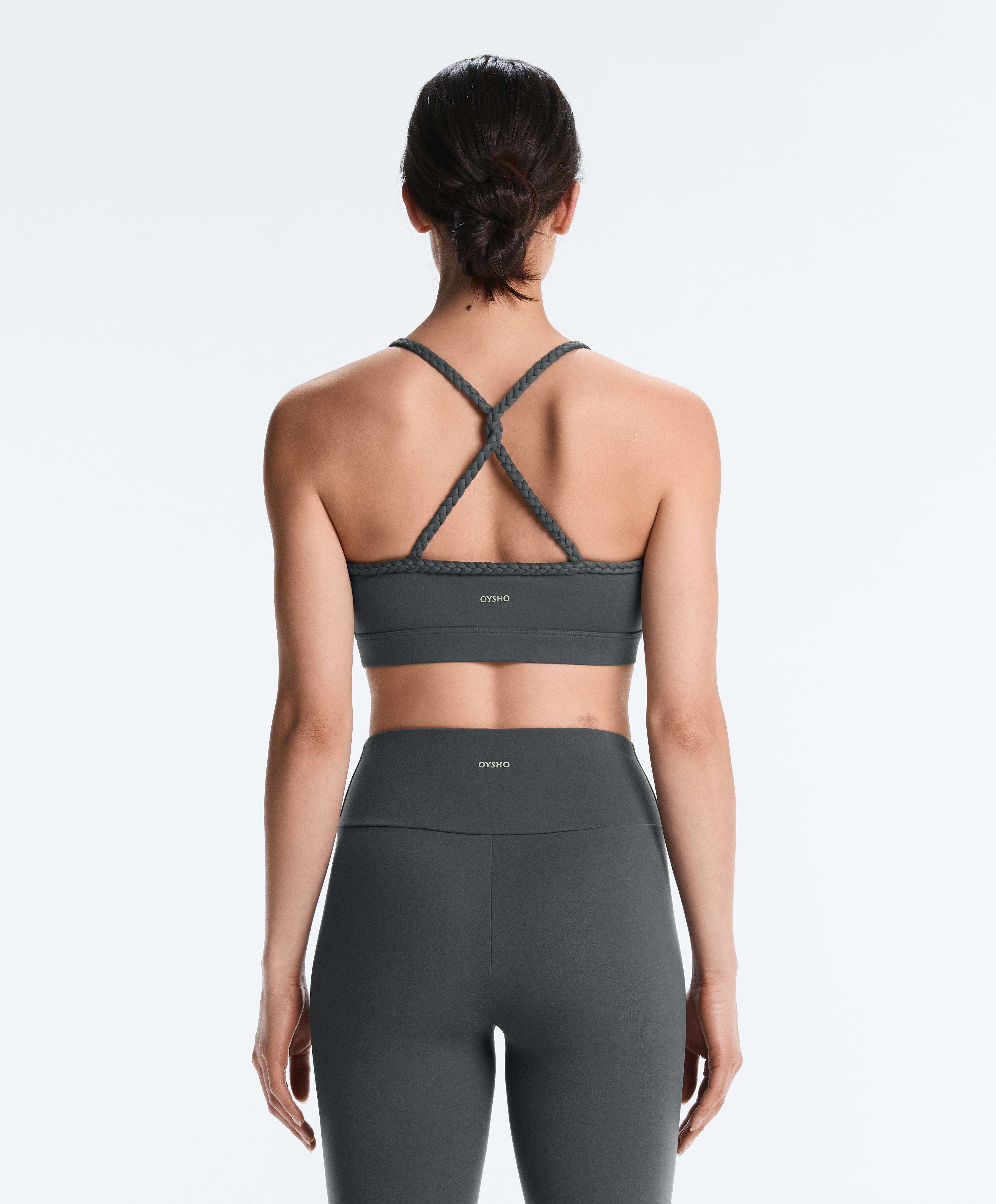Medium-support braided Comfortlux sports bra — STEEL GREY