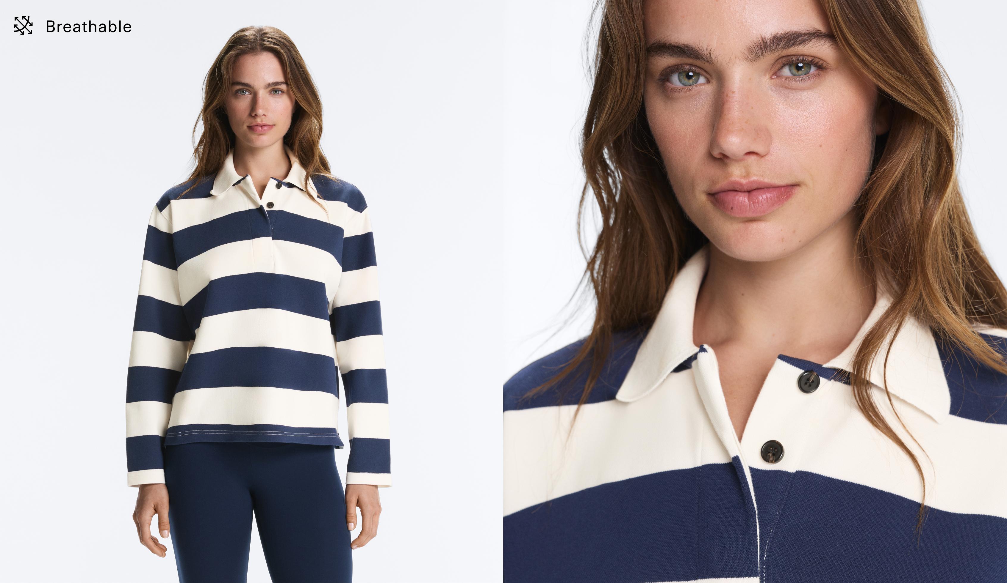 Jacquard cotton piqué polo shirt — NAVY BLUE