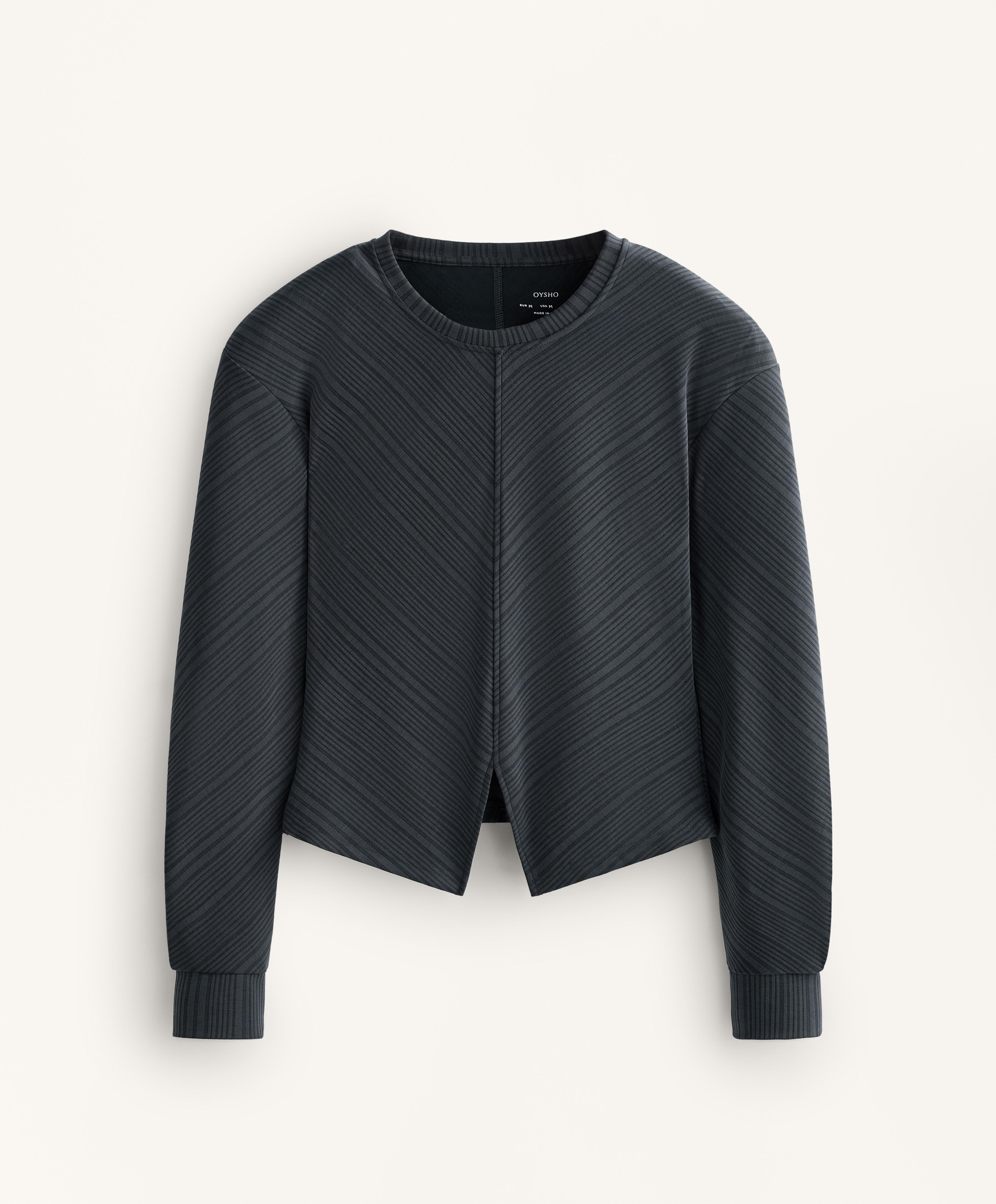 Asymmetric stripe sweatshirt with modal — ASPHALT