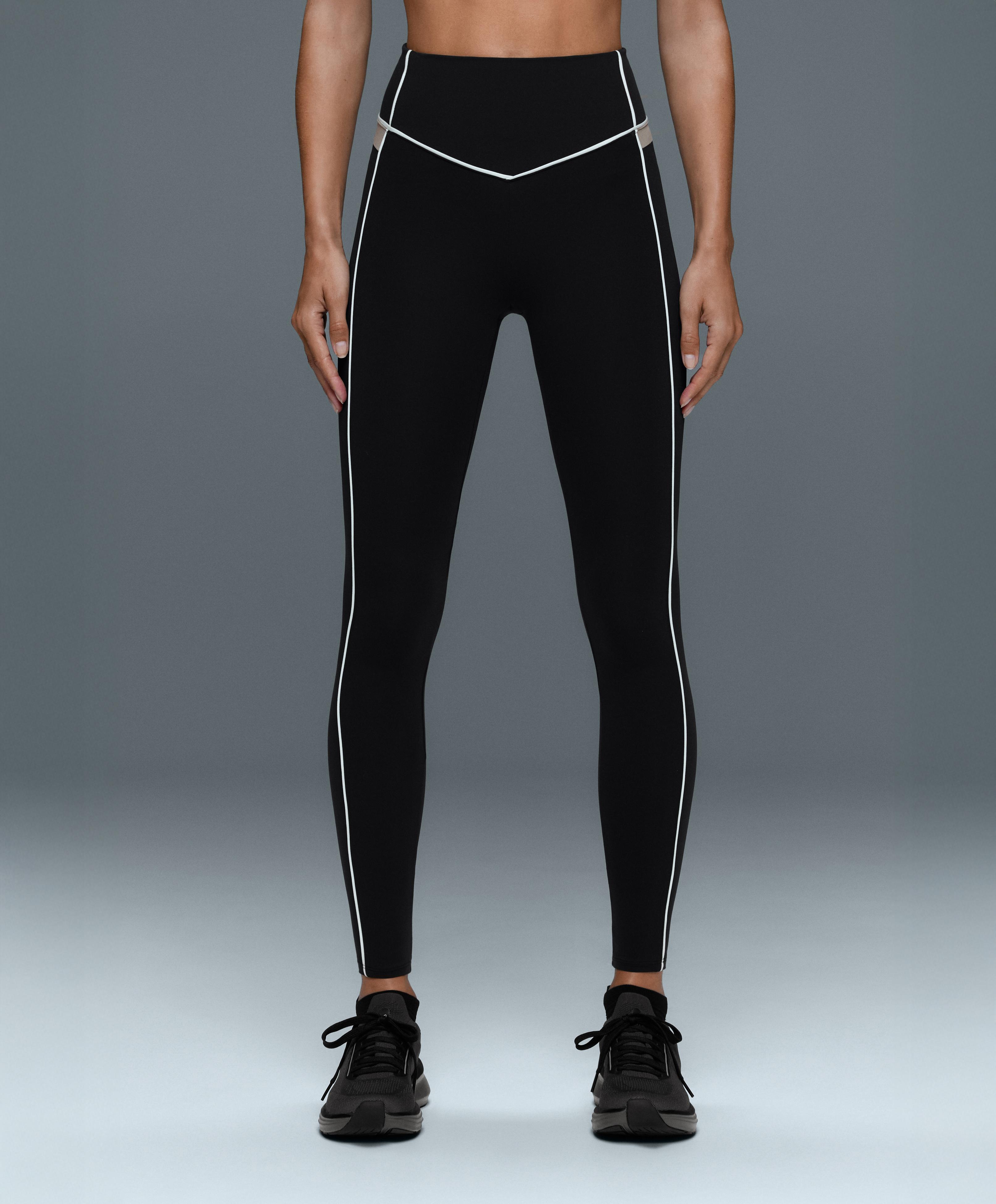 Comfortlux high-rise colour-block piping leggings — BLACK