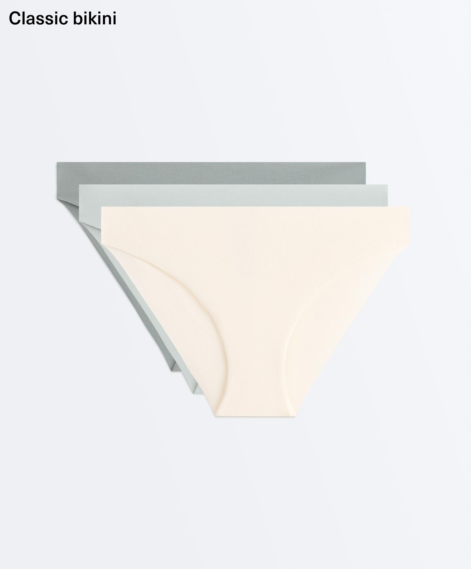 3 invisible cotton blend classic bikini briefs — BLUE GREEN