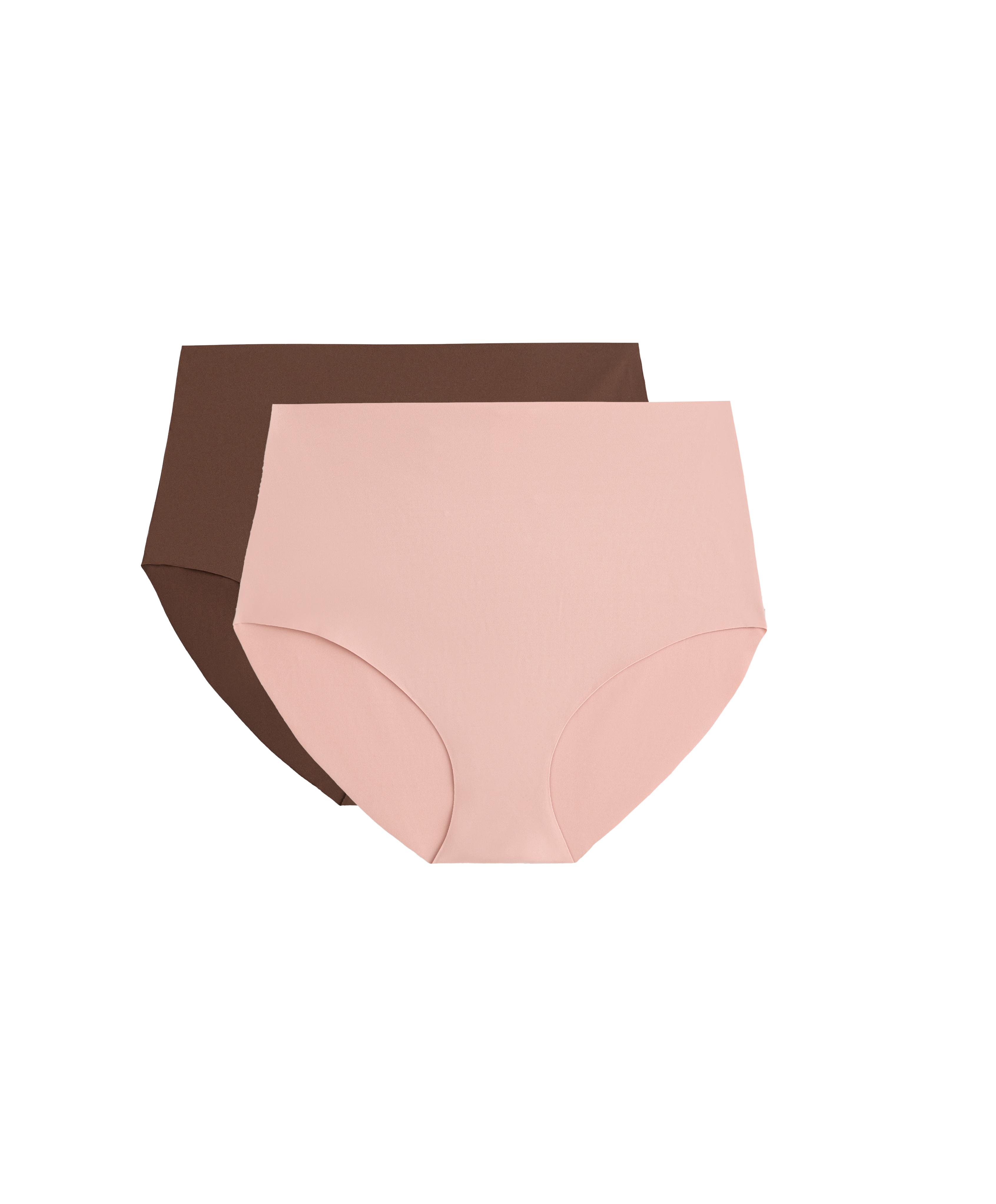 2 invisible polyamide blend medium-support high-rise briefs — DARK BROWN