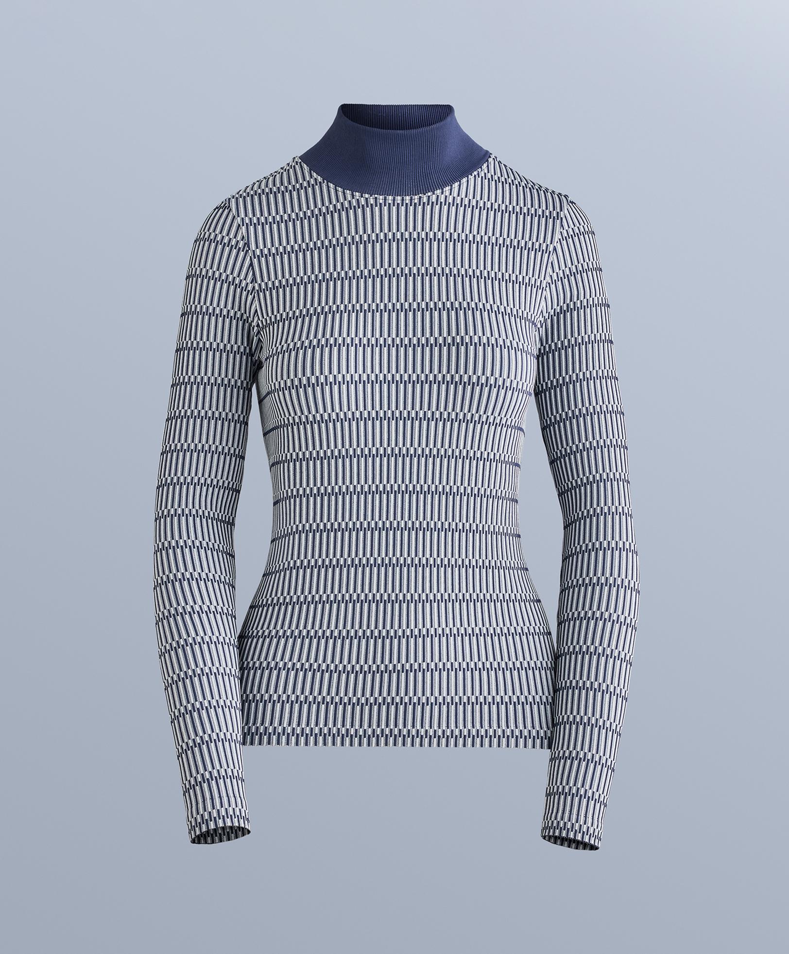 Geometric seamless thermal base layer T-shirt — NAVY BLUE