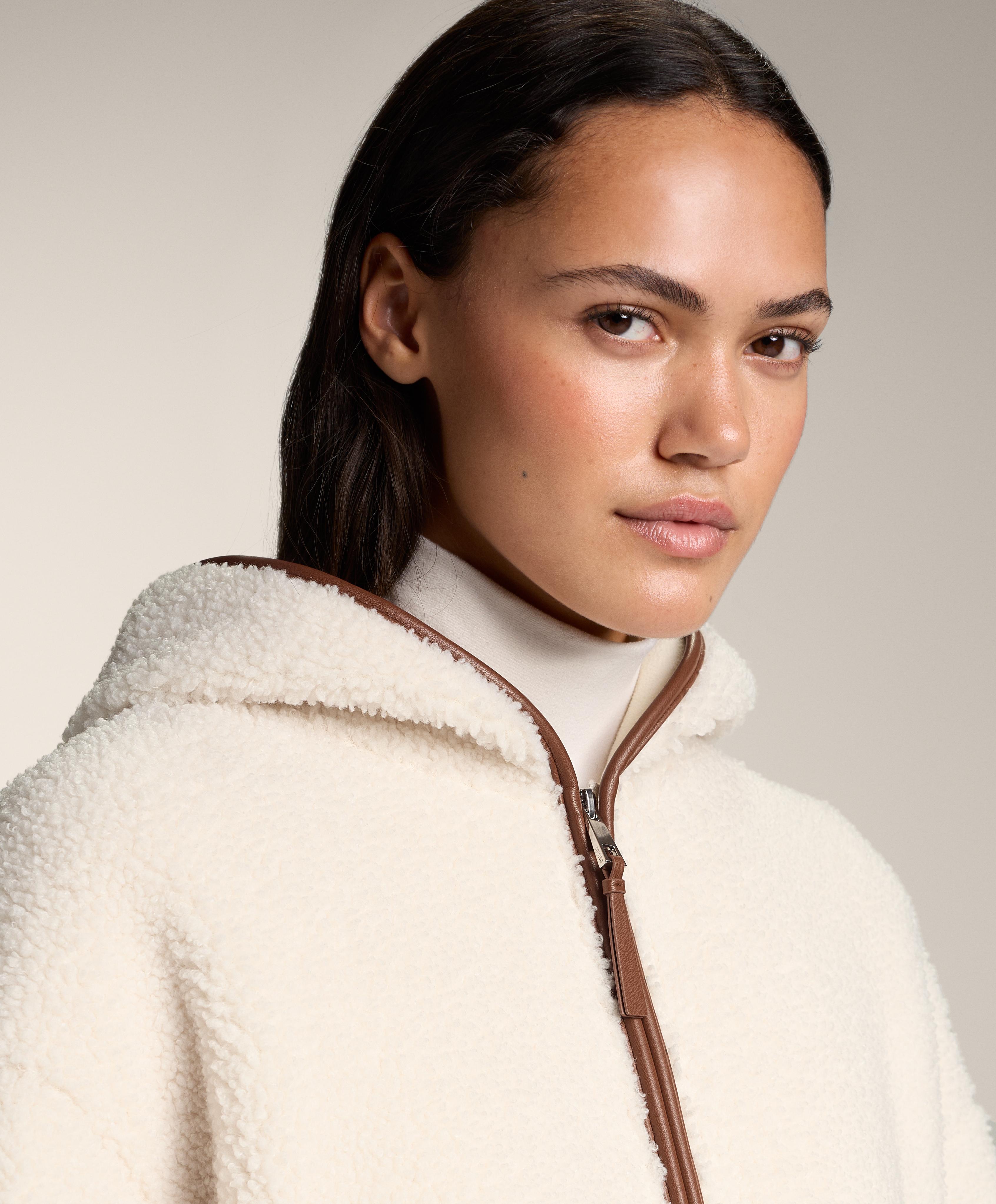 Faux-shearling jacket with hood — ECRU