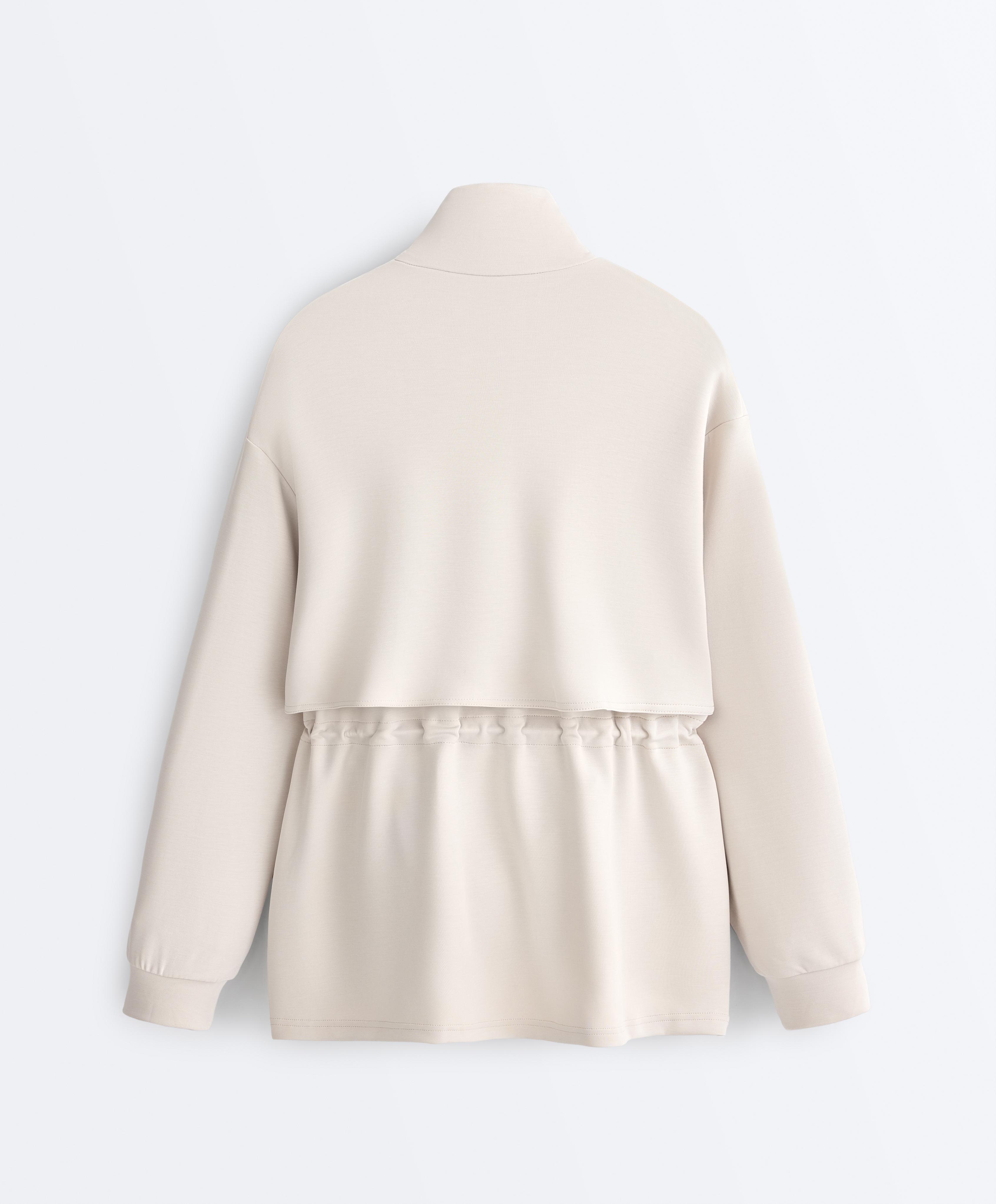 Long soft-touch jacket with modal and pockets — PALE MINK