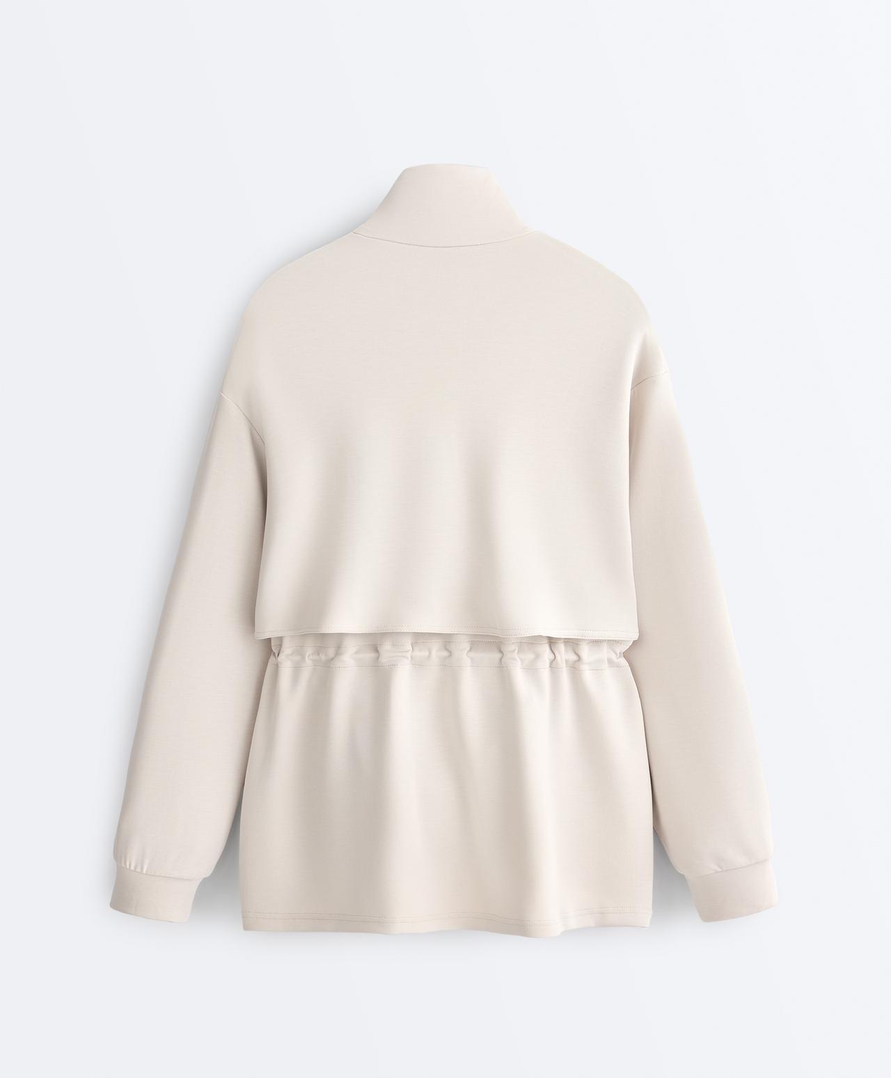 Long soft-touch jacket with modal and pockets — PALE MINK