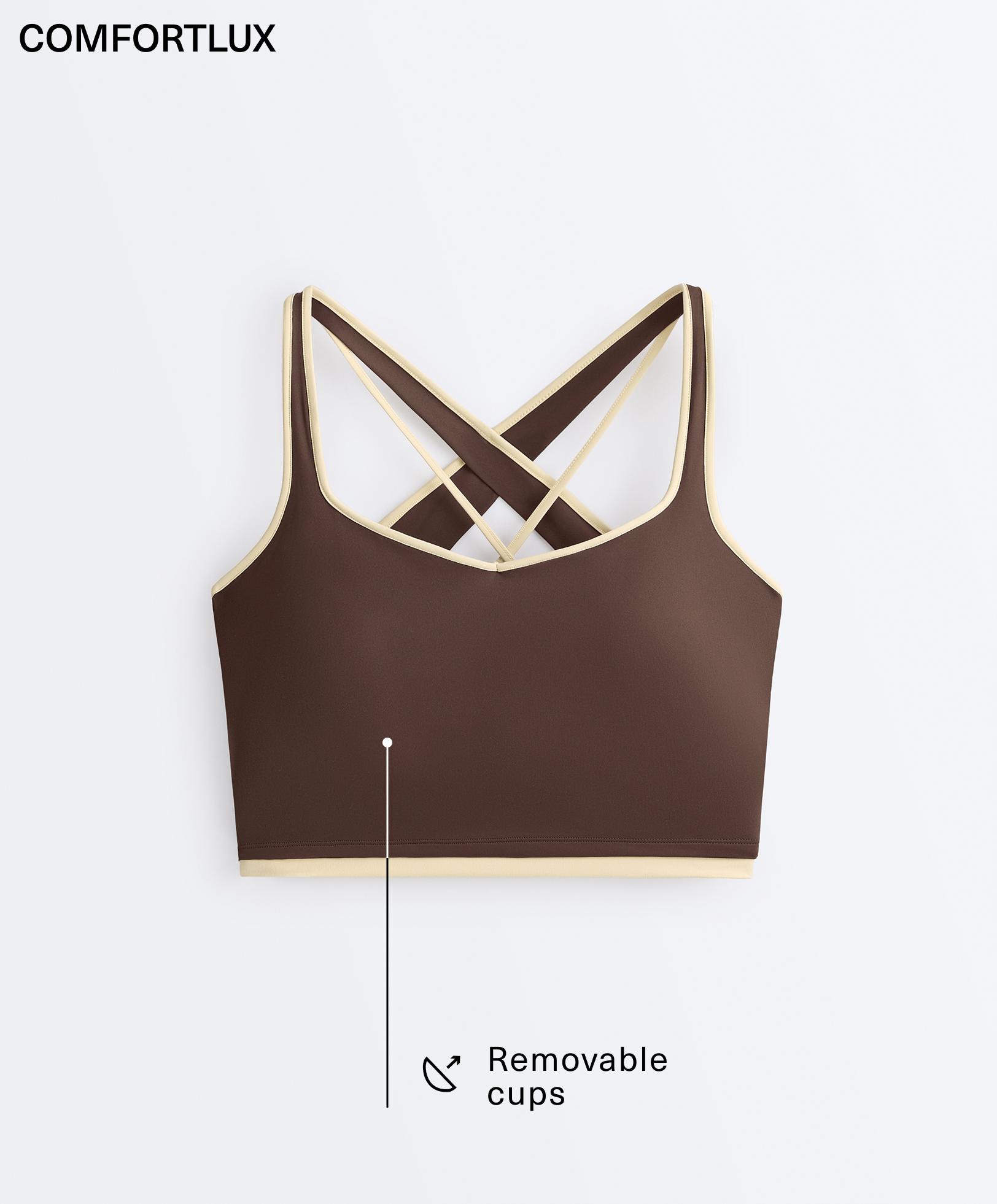 Comfortlux contrast crossover back Tank top — BROWN