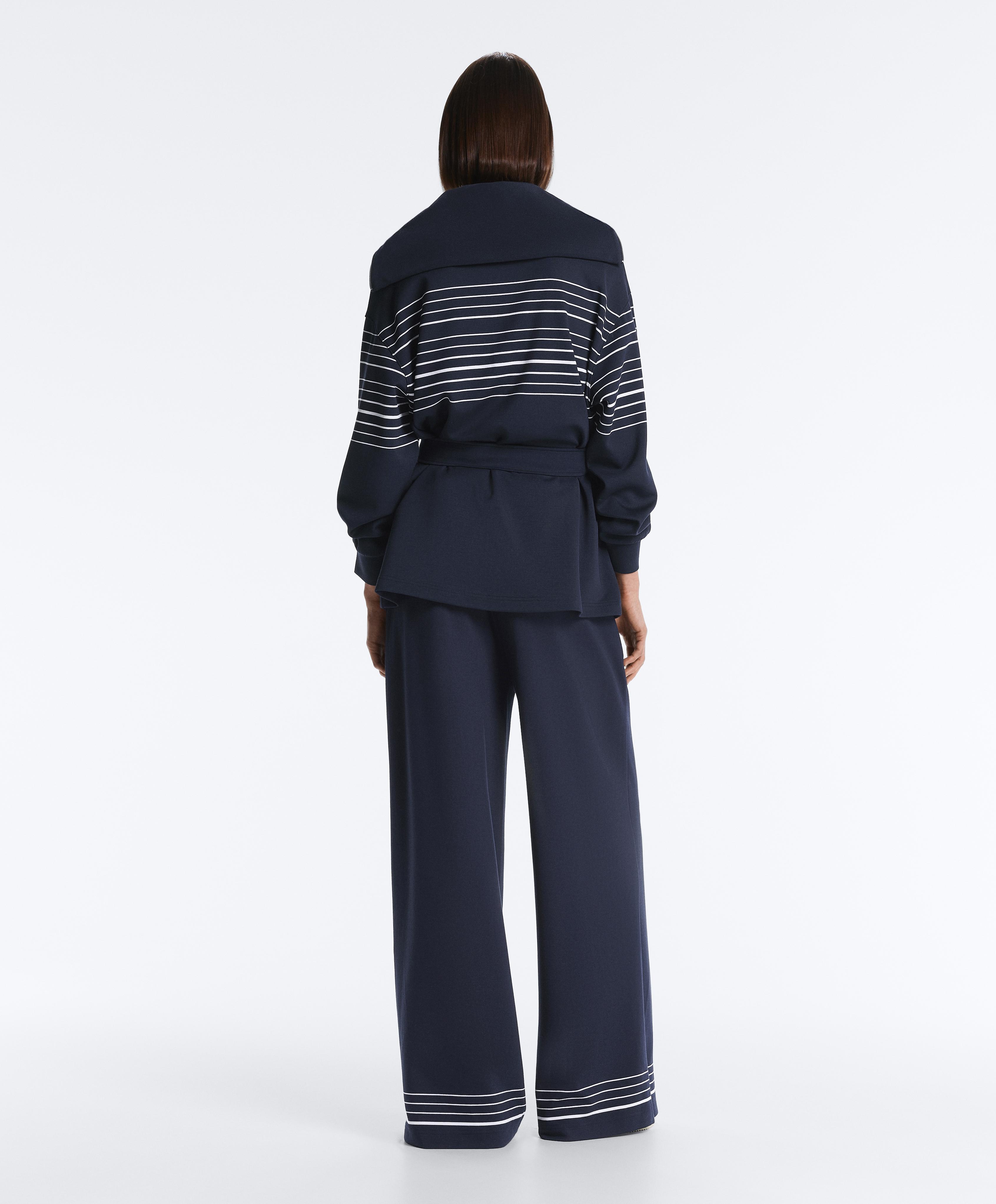 Long sailor stripe jacket with soft-touch modal — NAVY BLUE