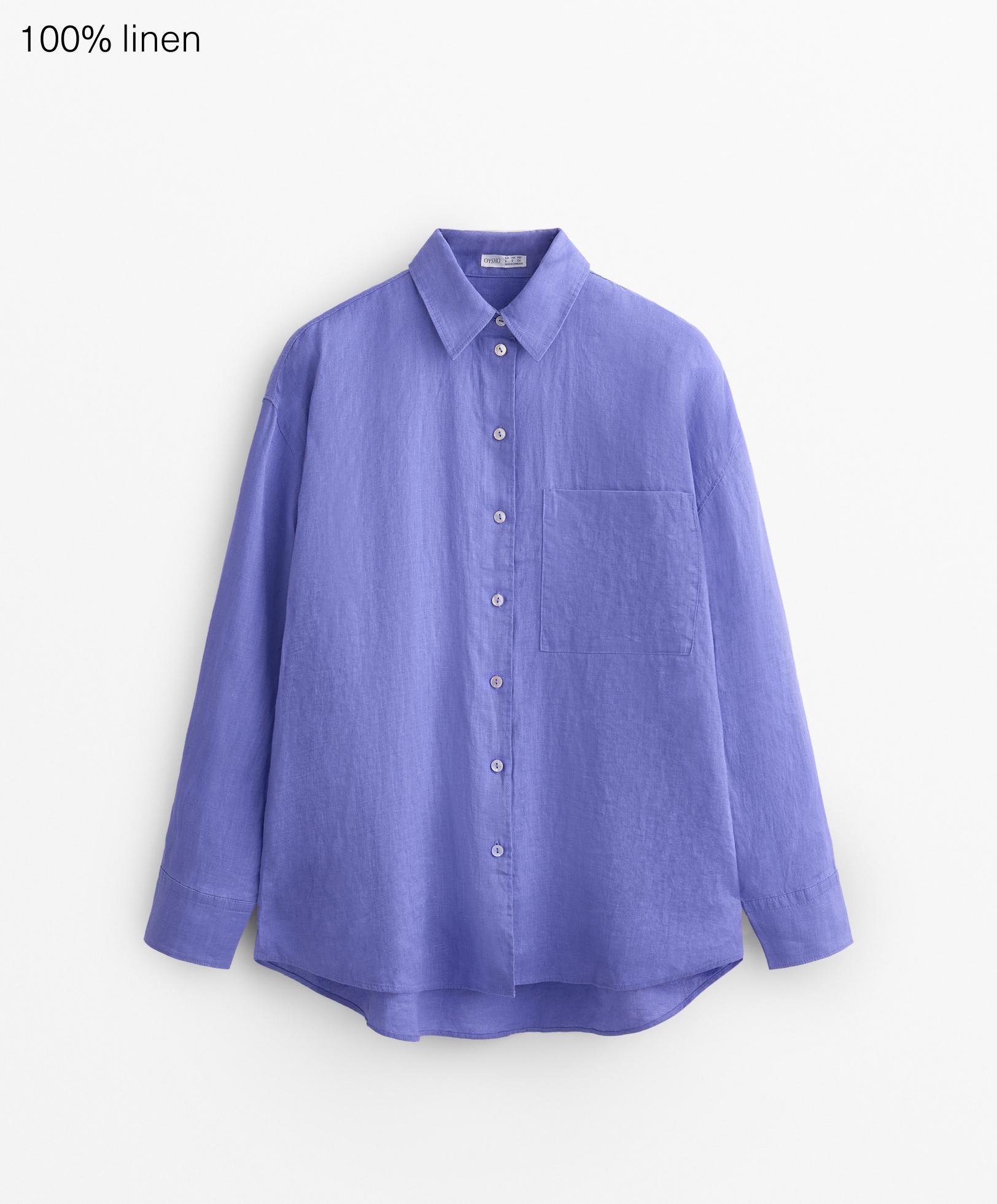 100% linen long-sleeved shirt