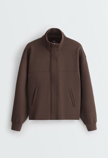 Cropped jacket with modal — DARK REDDISH‑BROWN 6