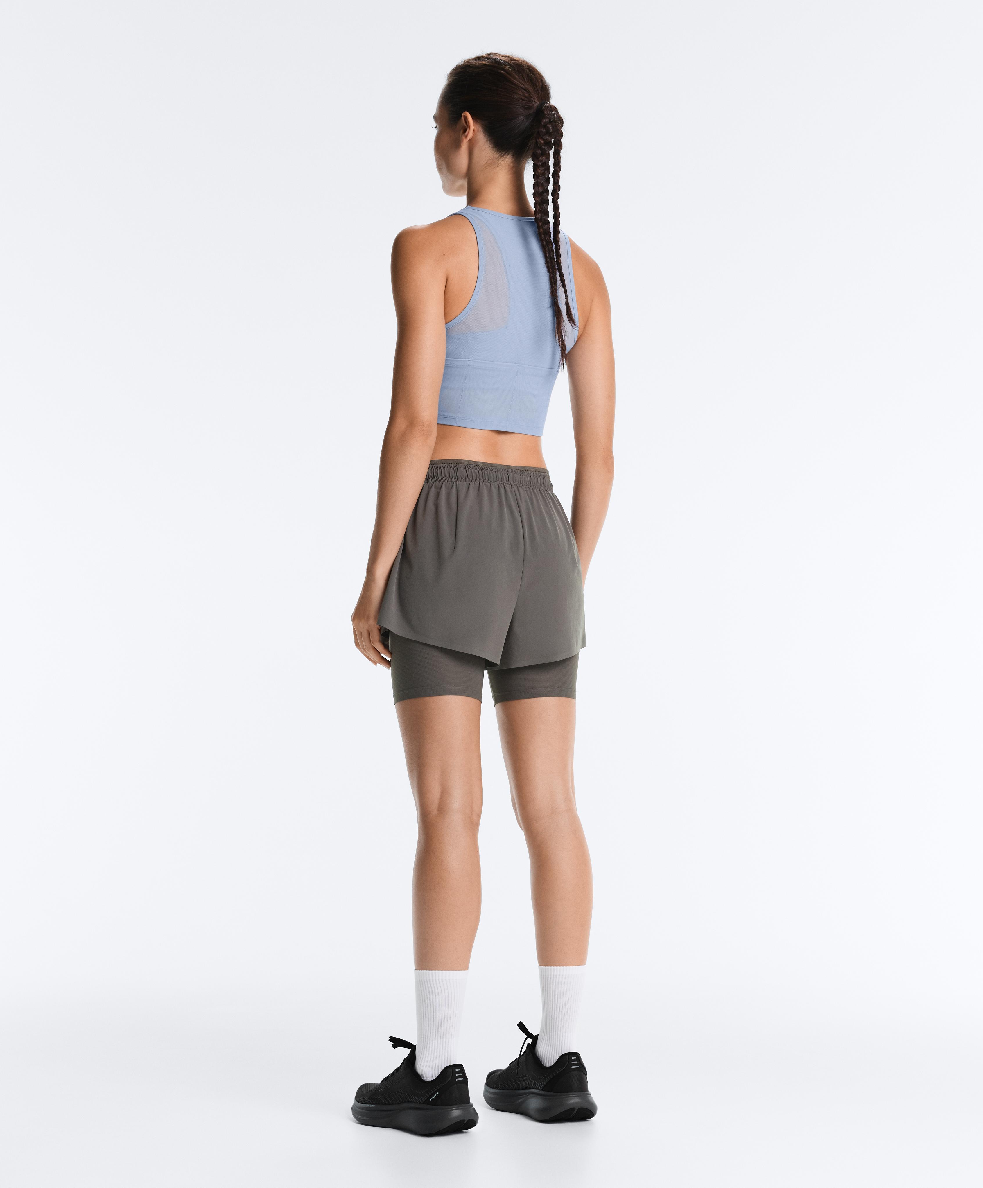 Sheer compressive tank top — MID GREY-BLUE