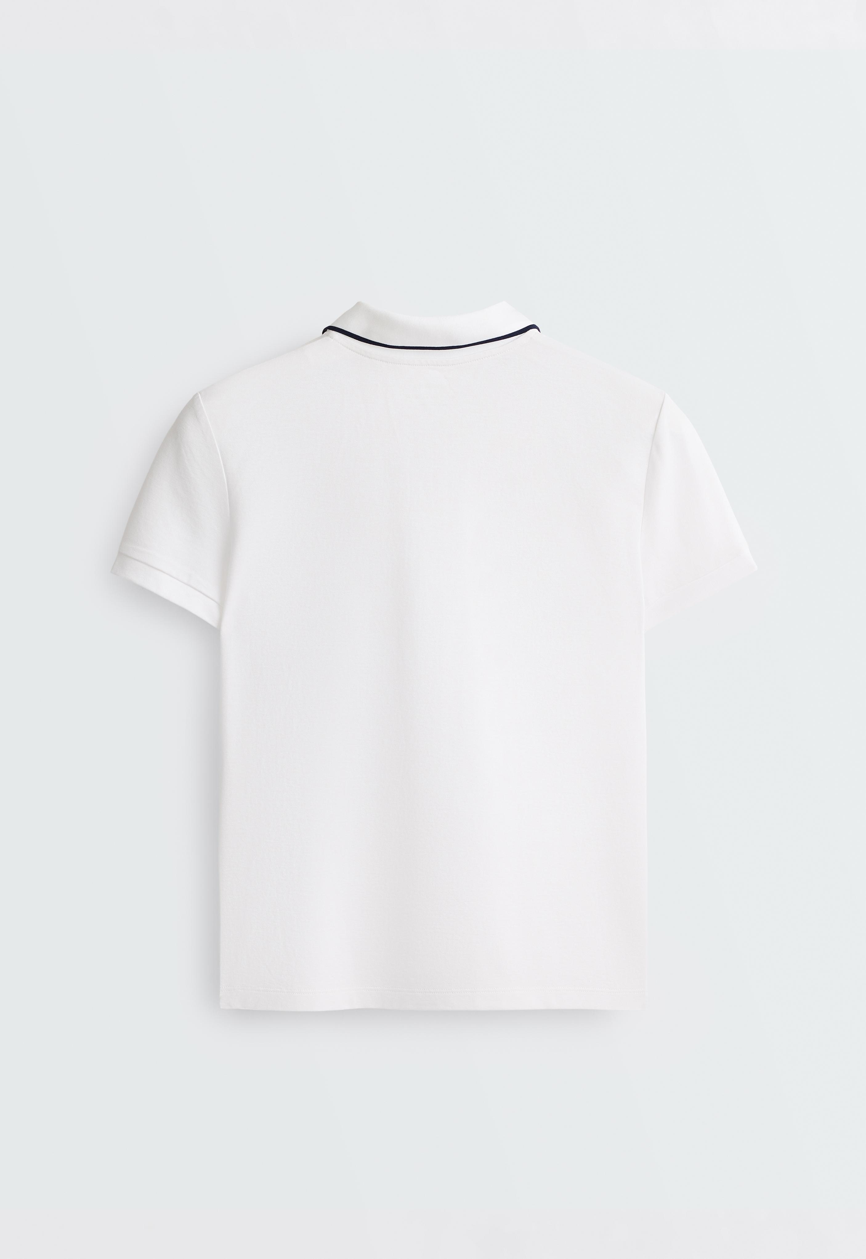 Contrast Piqué Cotton Short-Sleeved Polo Shirt — WHITE