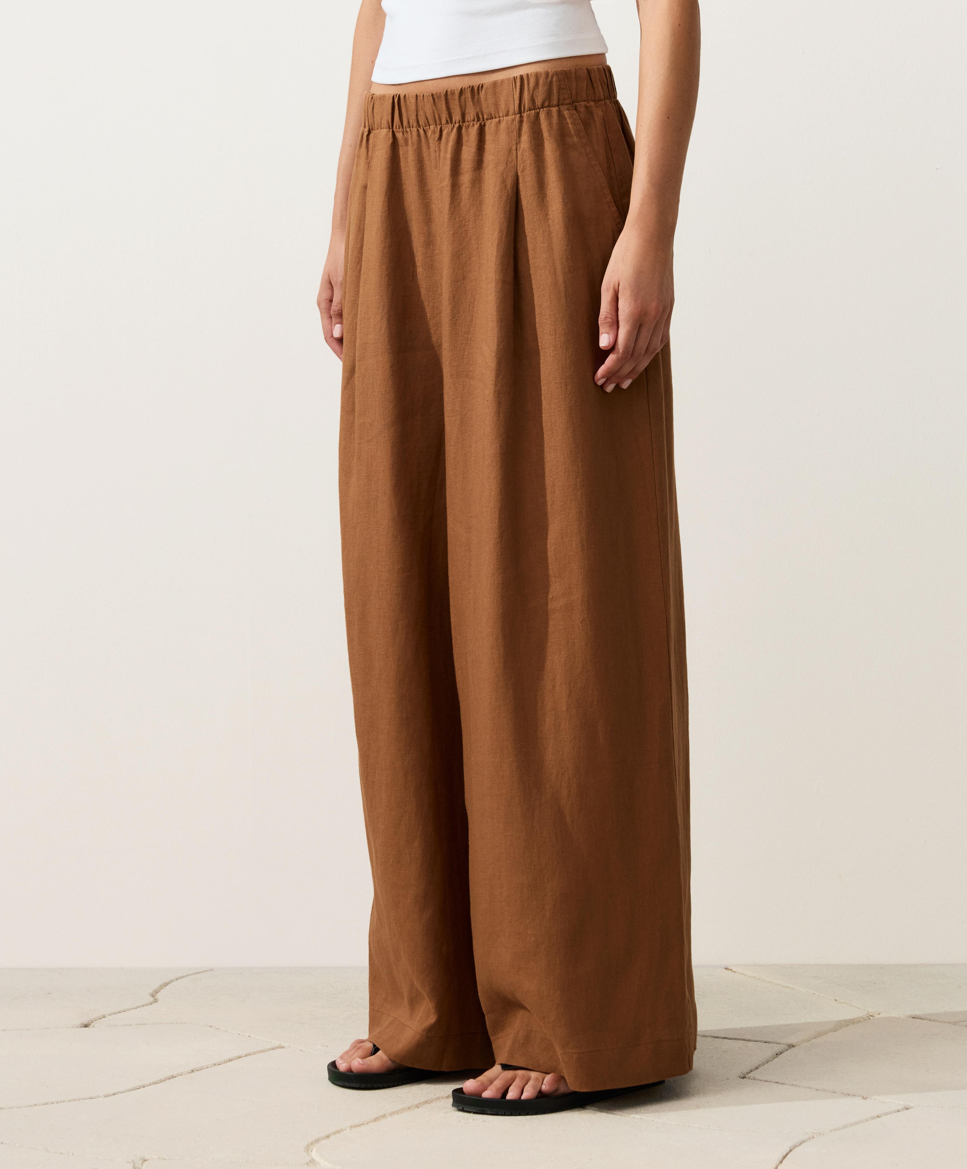 100% linen wide leg striped trousers 100% linen wide leg striped trousers