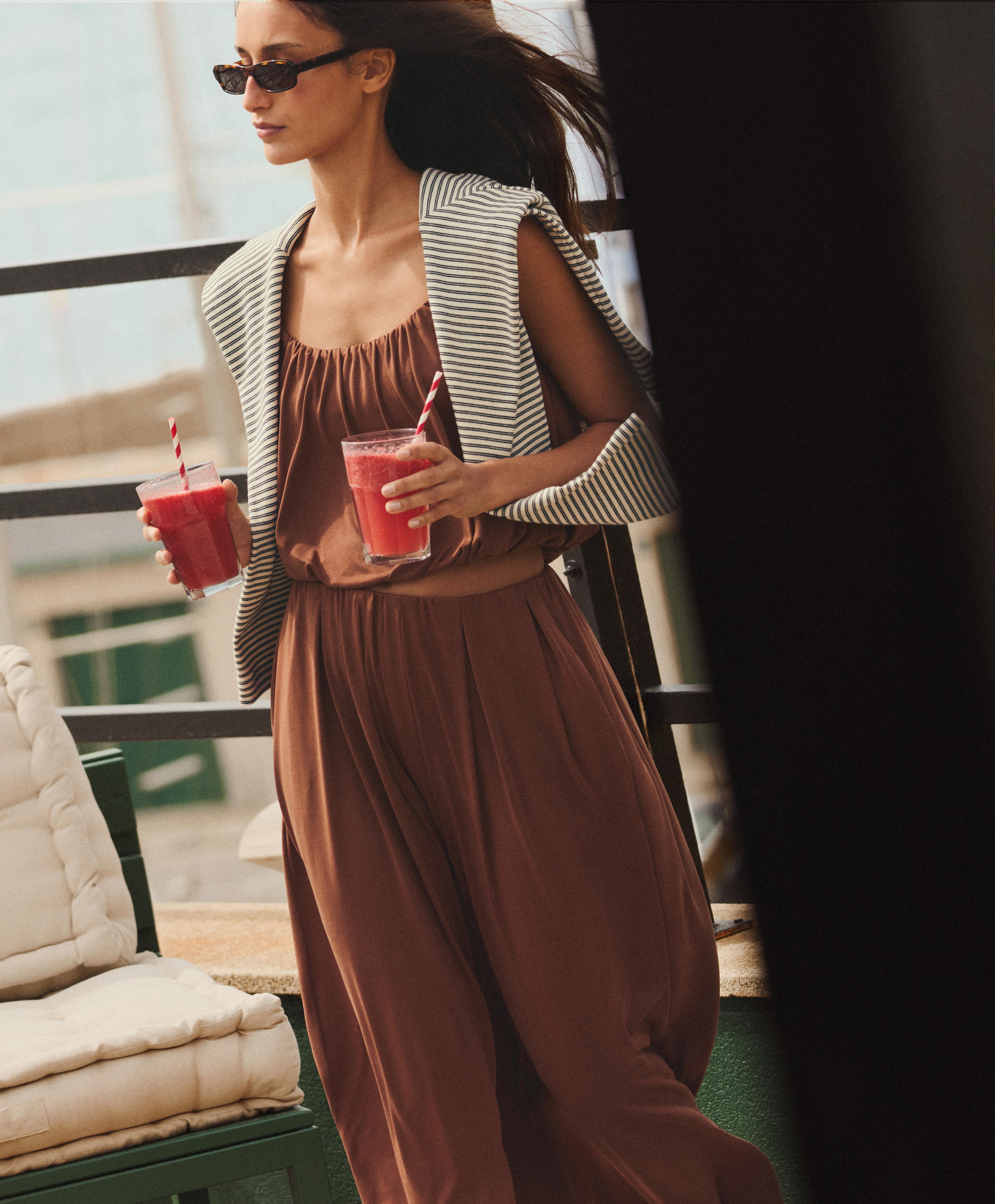 Modal blend strappy top — TERRACOTTA