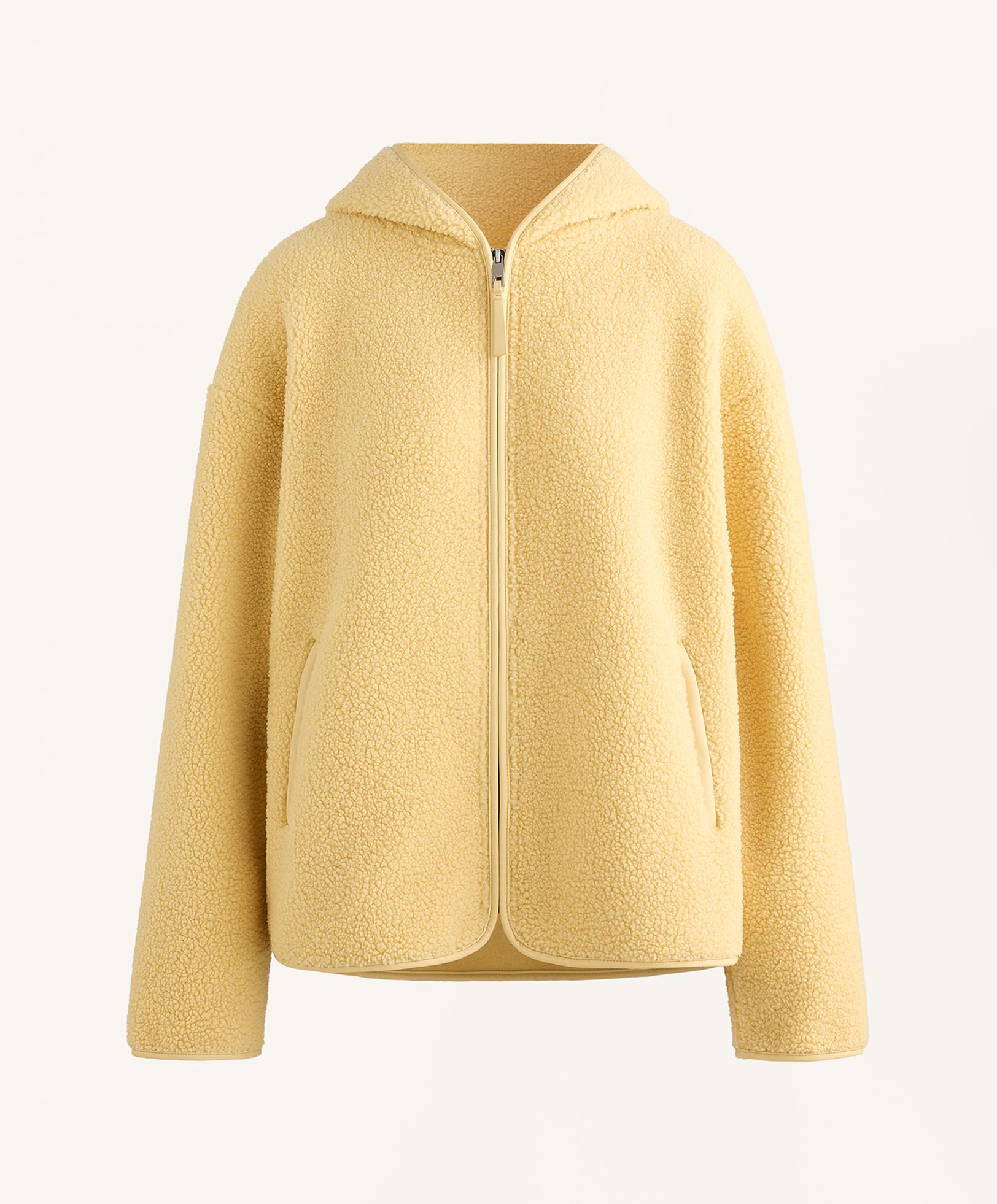 Faux-shearling jacket with hood — YELLOW