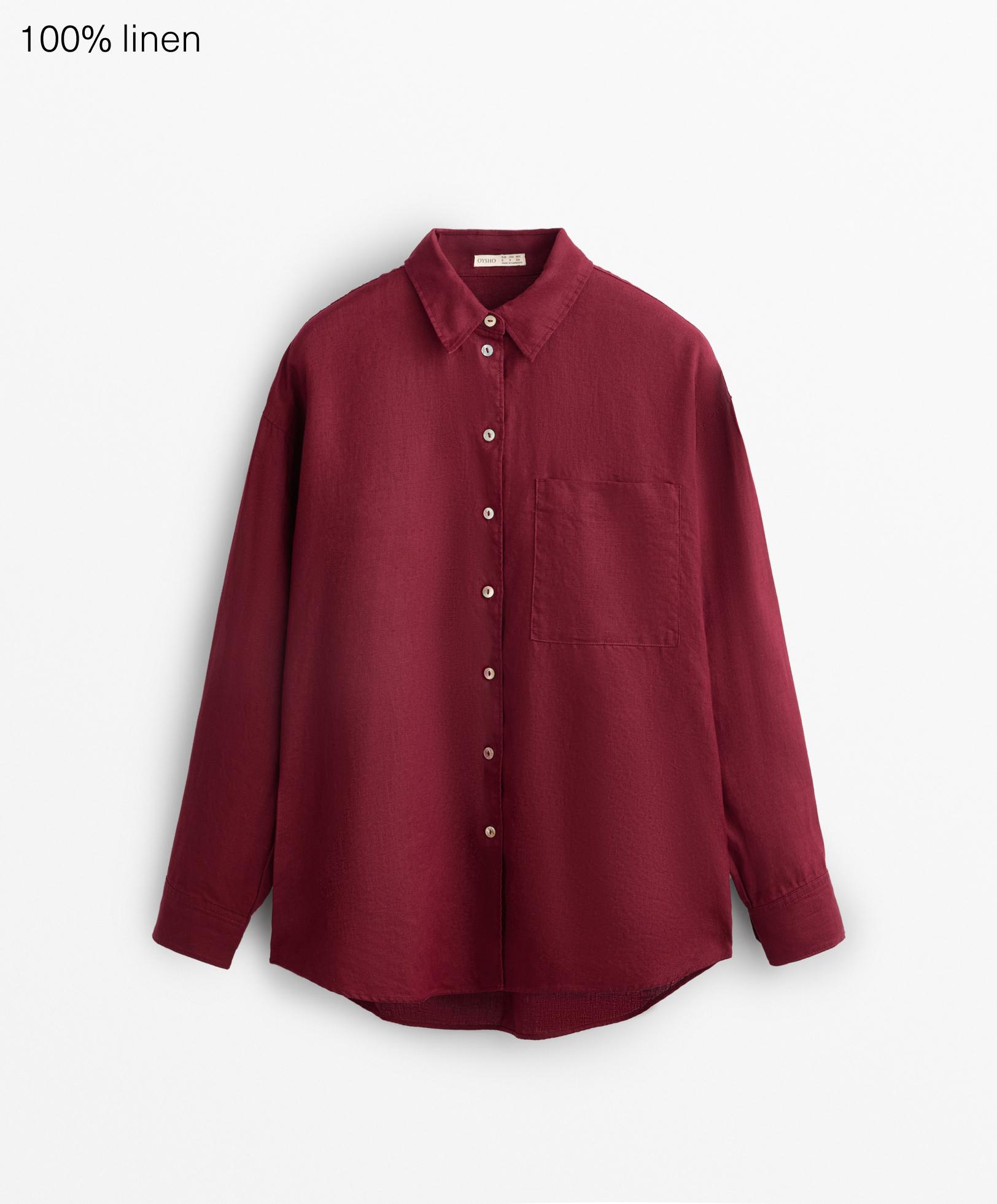 100% linen long-sleeved shirt