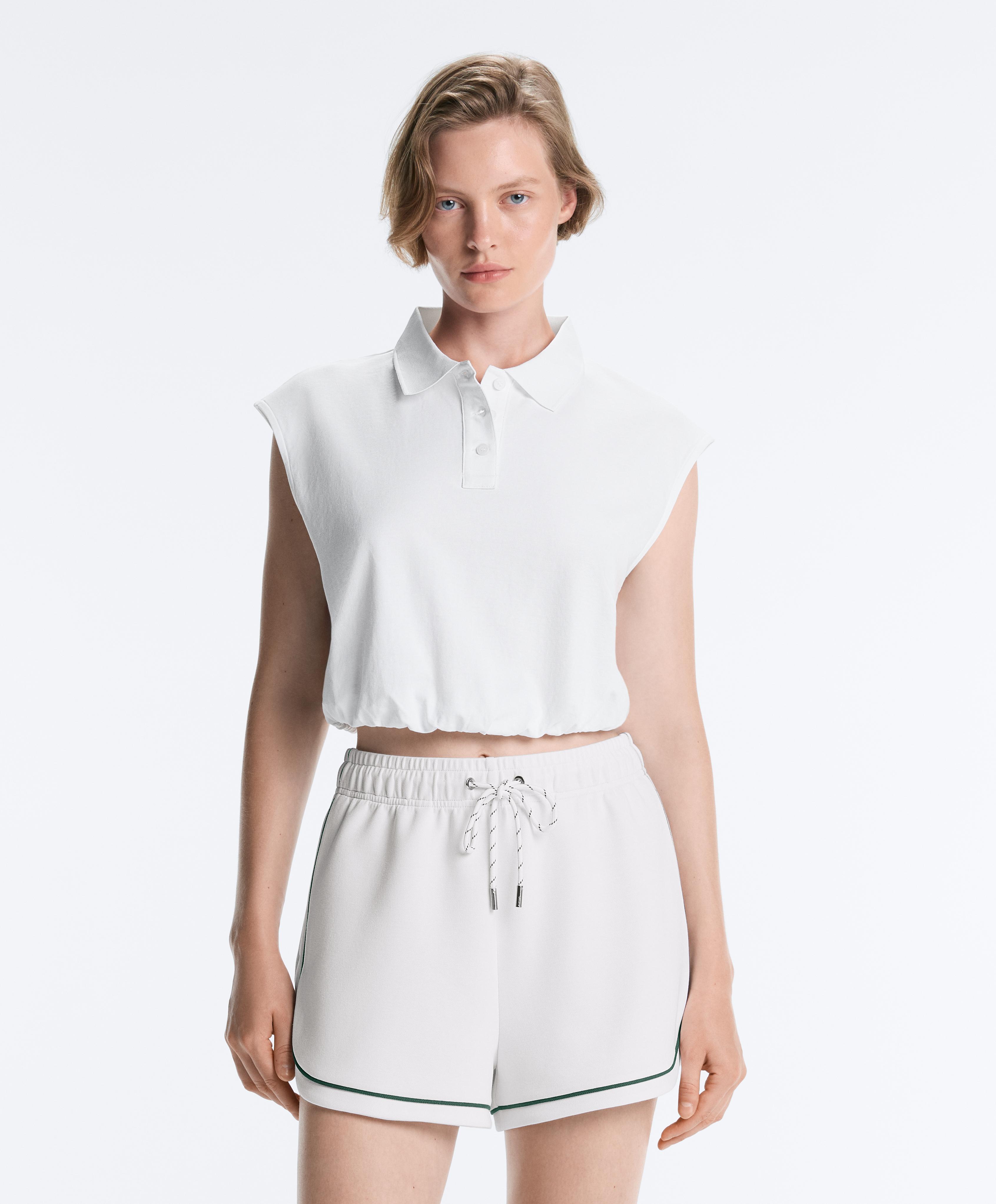 Sleeveless piqué cotton polo shirt — WHITE
