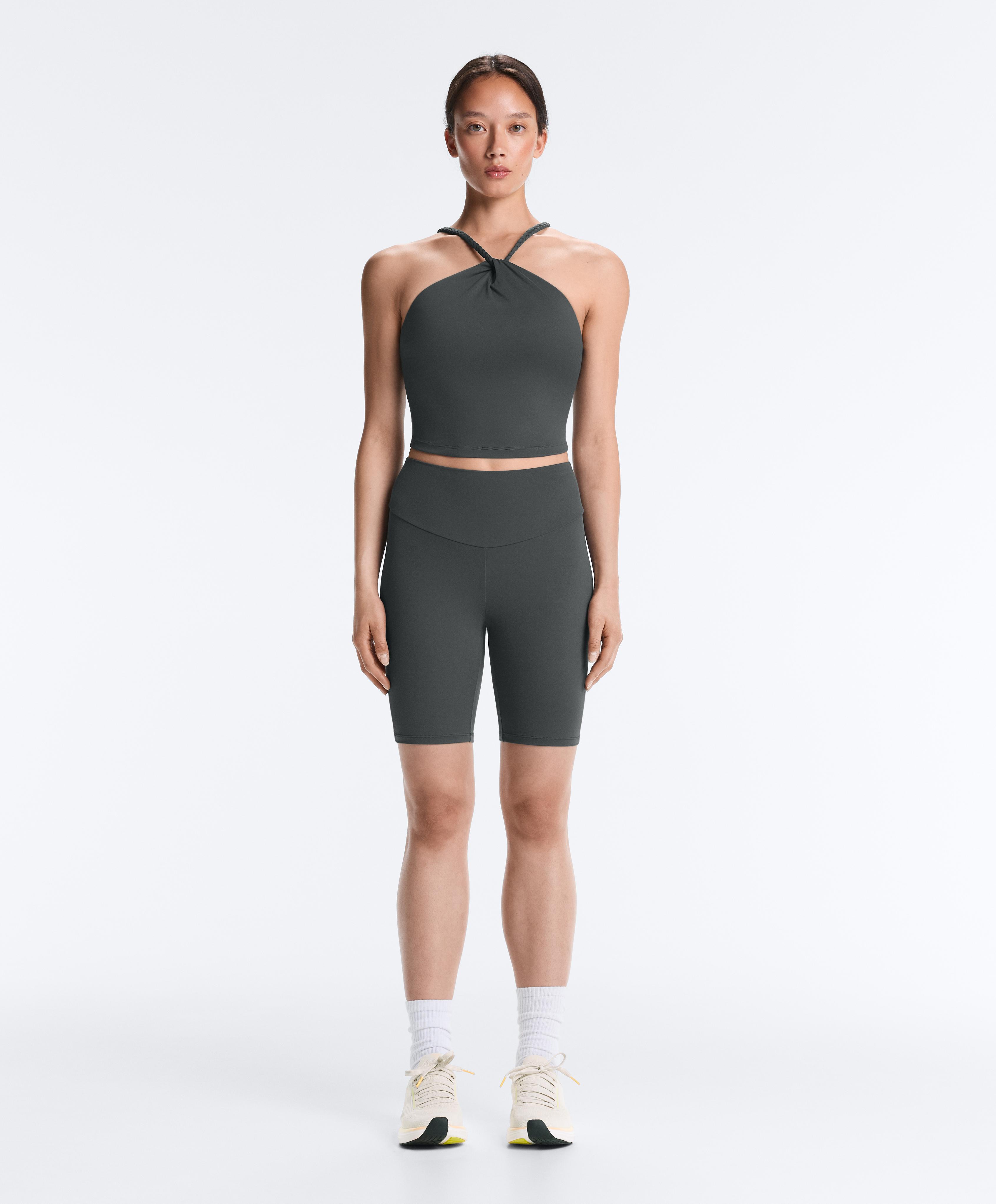 Comfortlux braided halter tank top — STEEL GREY