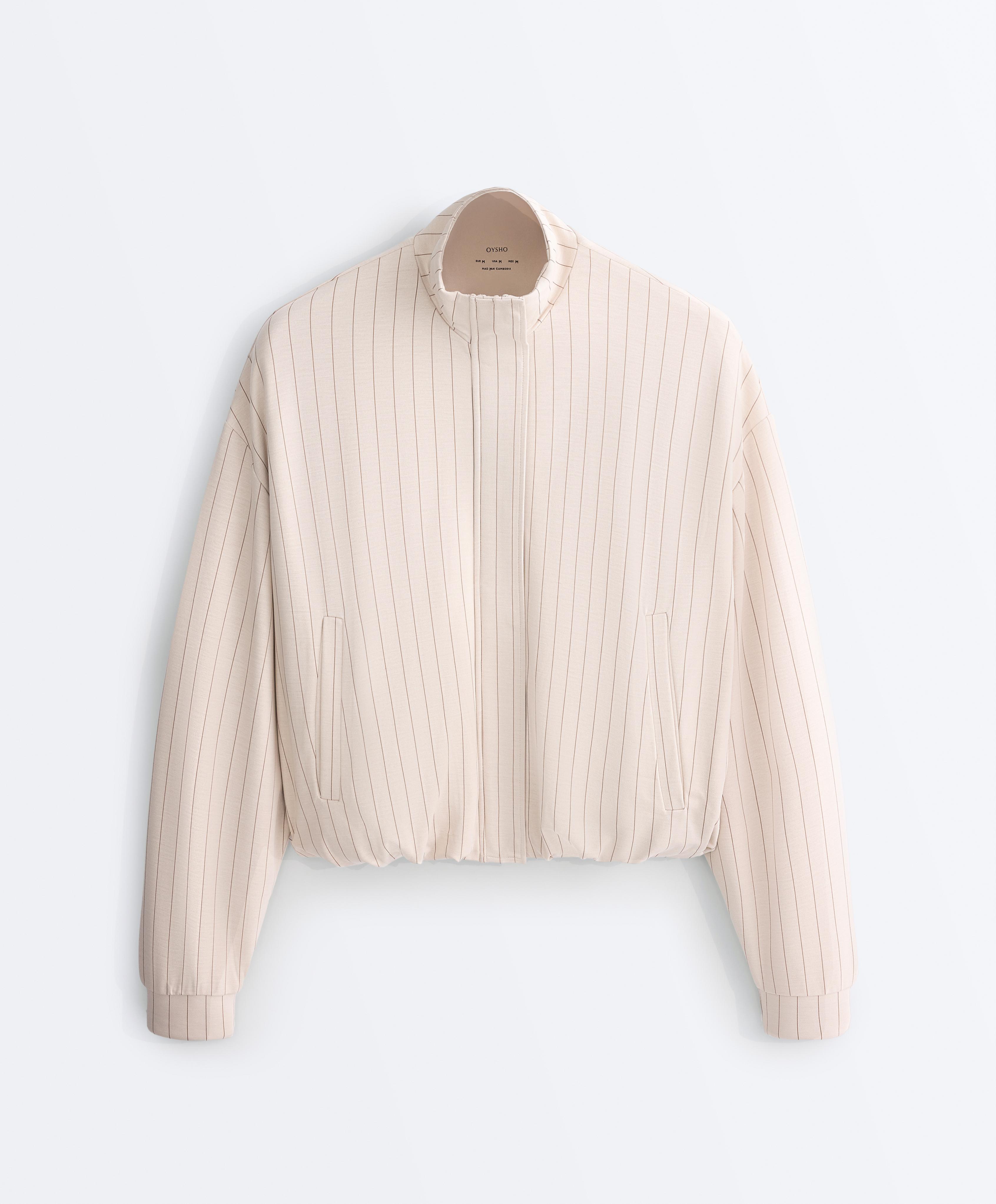 Striped jacket with puffed hem — SANDY