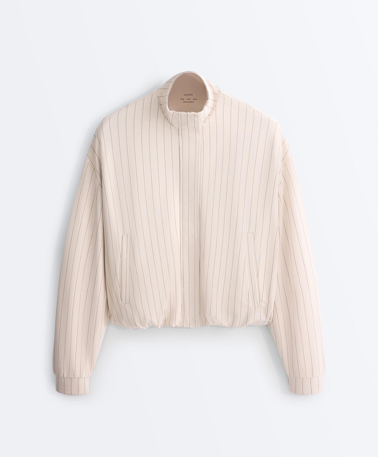 Striped jacket with puffed hem — SANDY