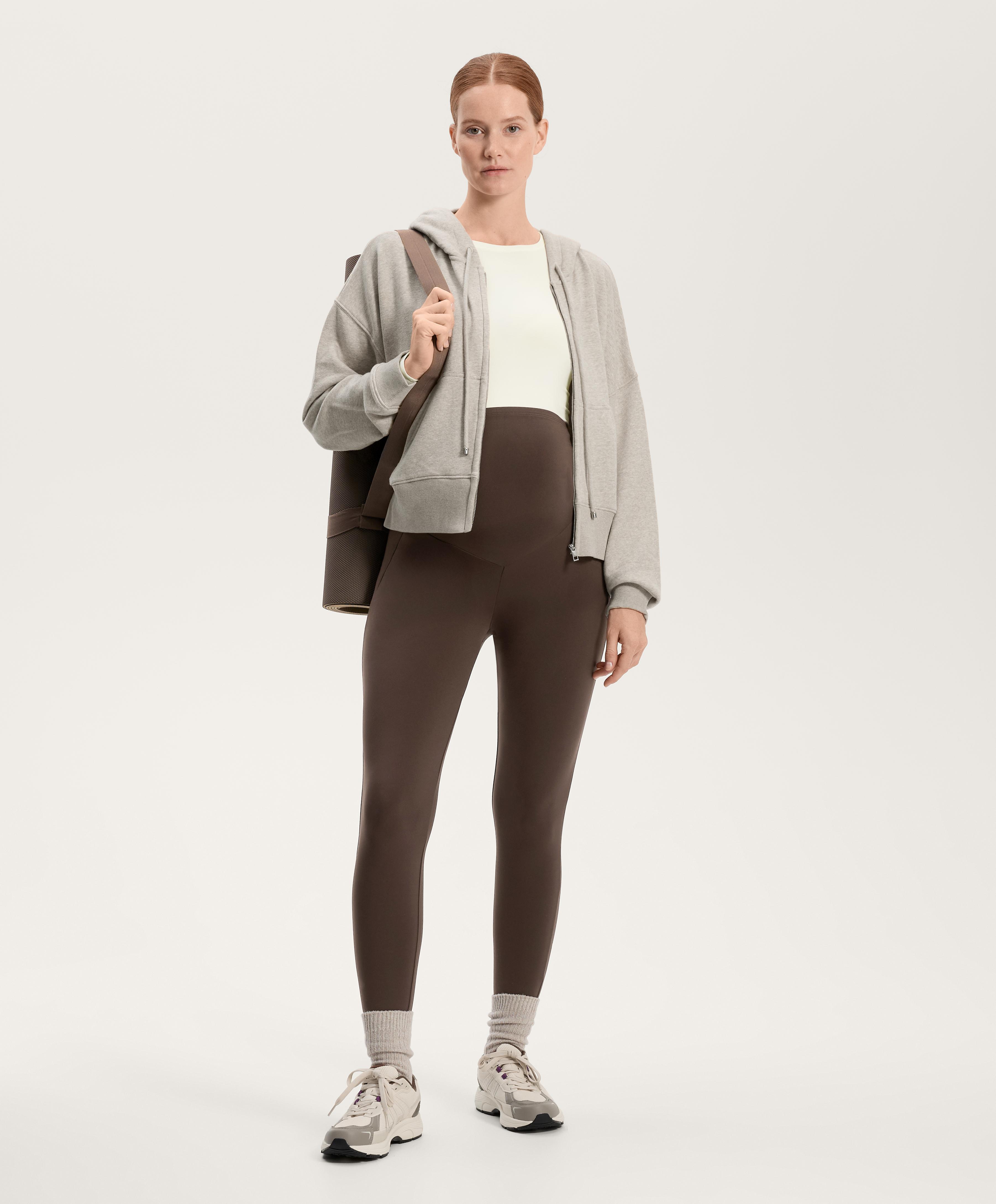 70cm warm maternity ankle-length leggings — DARK REDDISH‑BROWN