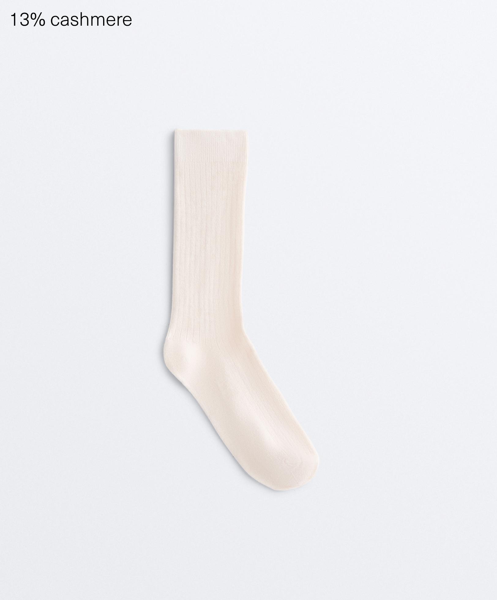 Modal blend classic socks with 13% cashmere — ECRU