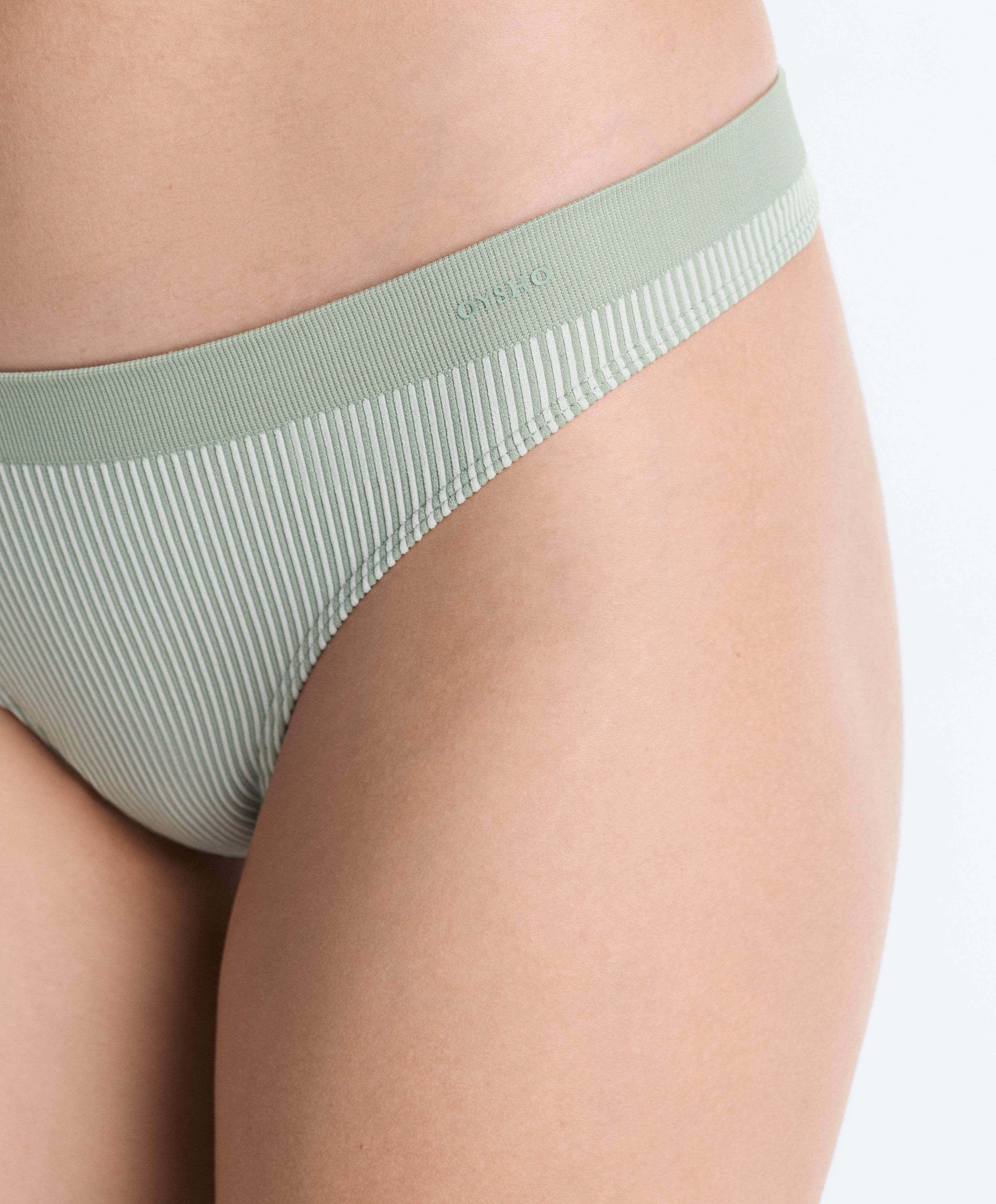 3 soft-touch seamless openwork thongs — APPLE GREEN