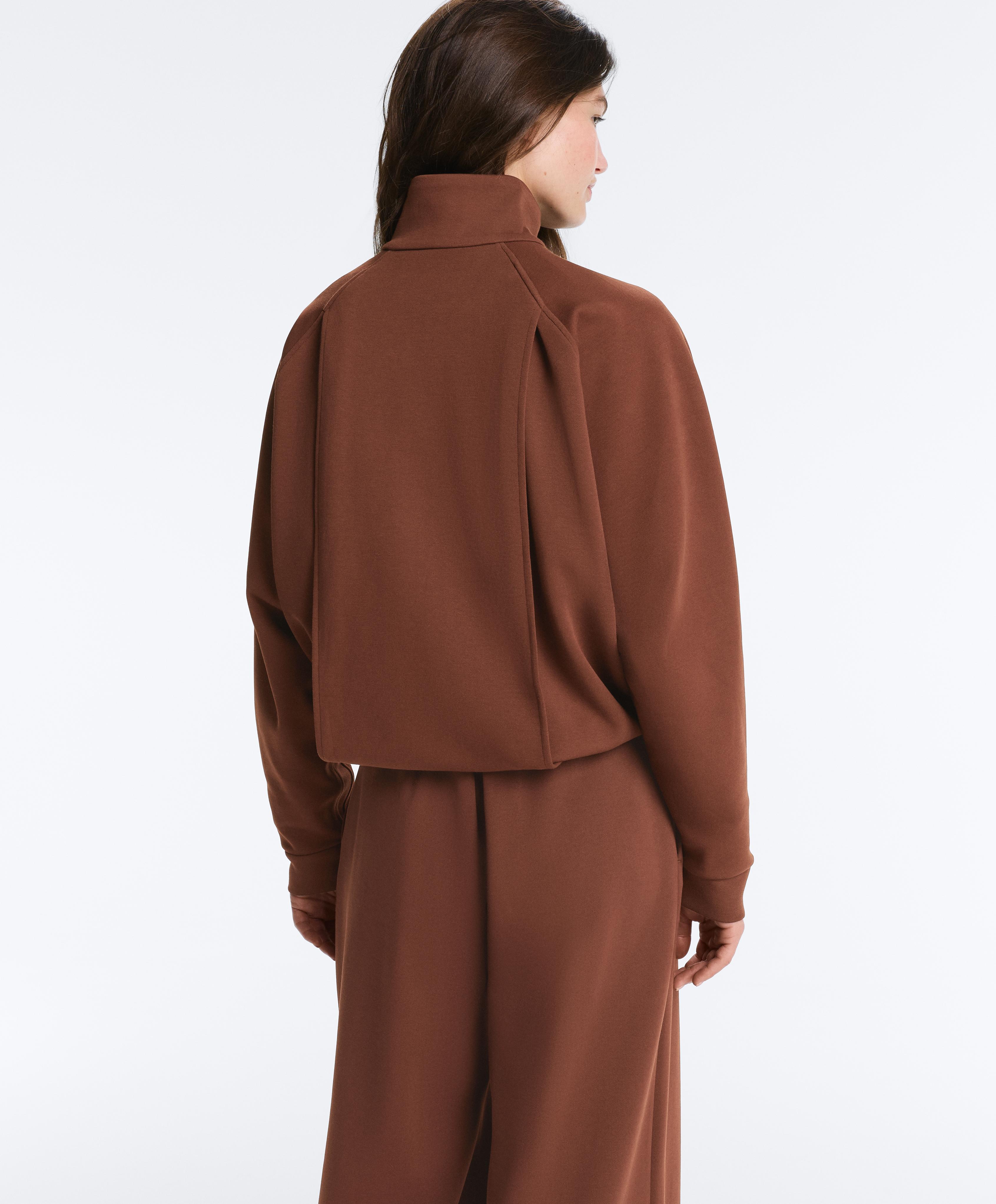 Cotton piqué pocket jacket — COFFEE