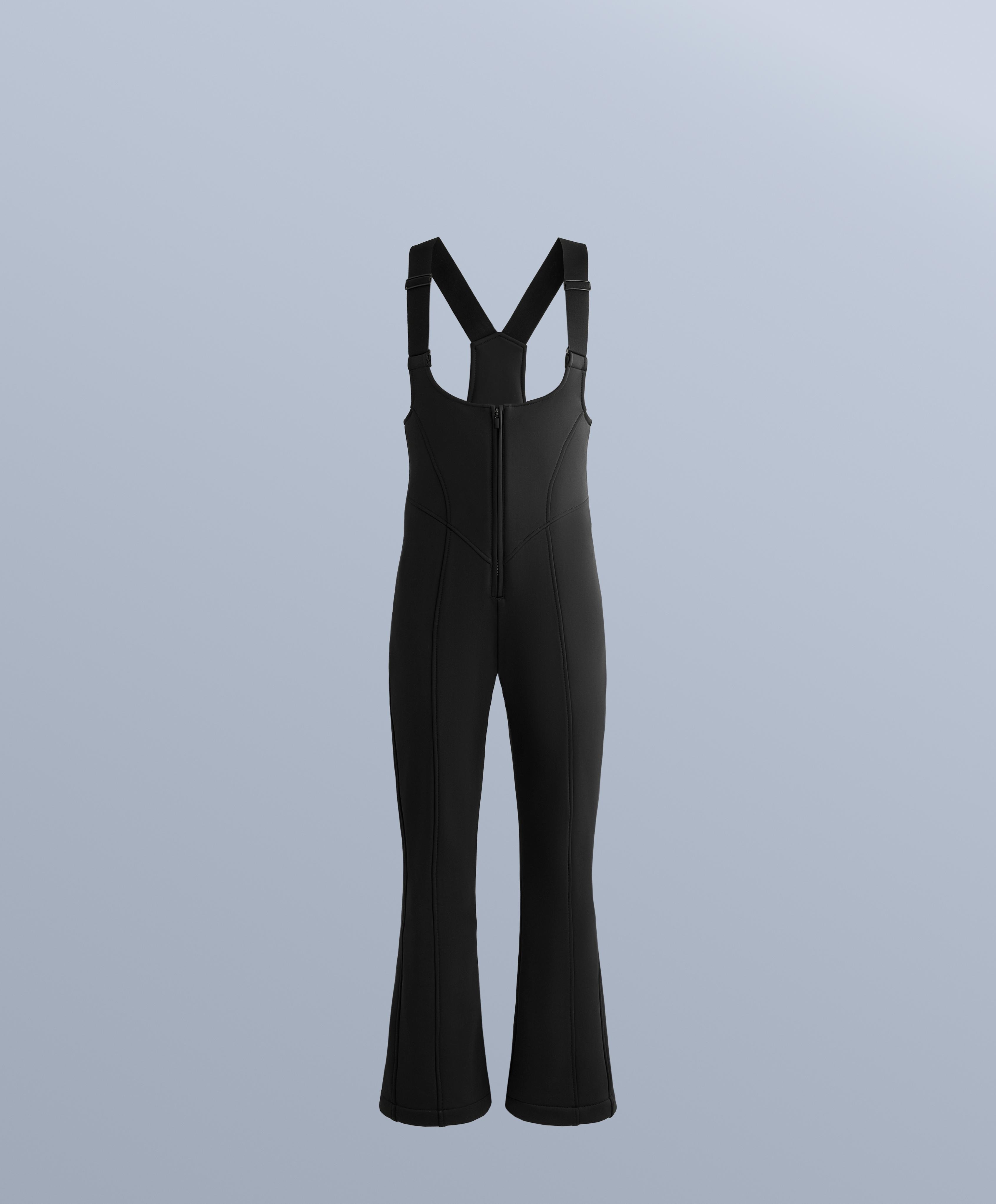 Water-resistant SKI flare dungarees — BLACK
