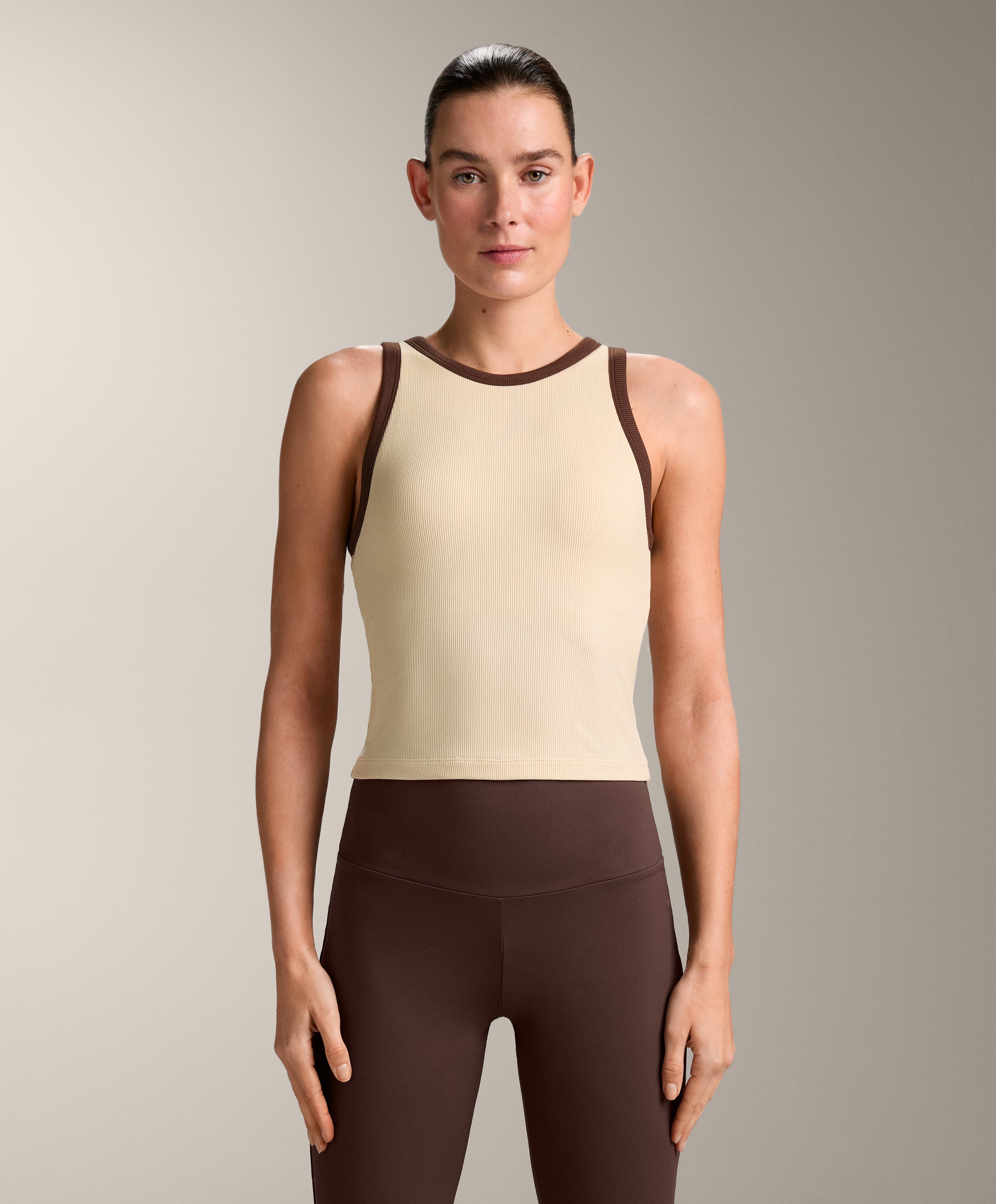 Rib modal blend long tank top — VANILLA