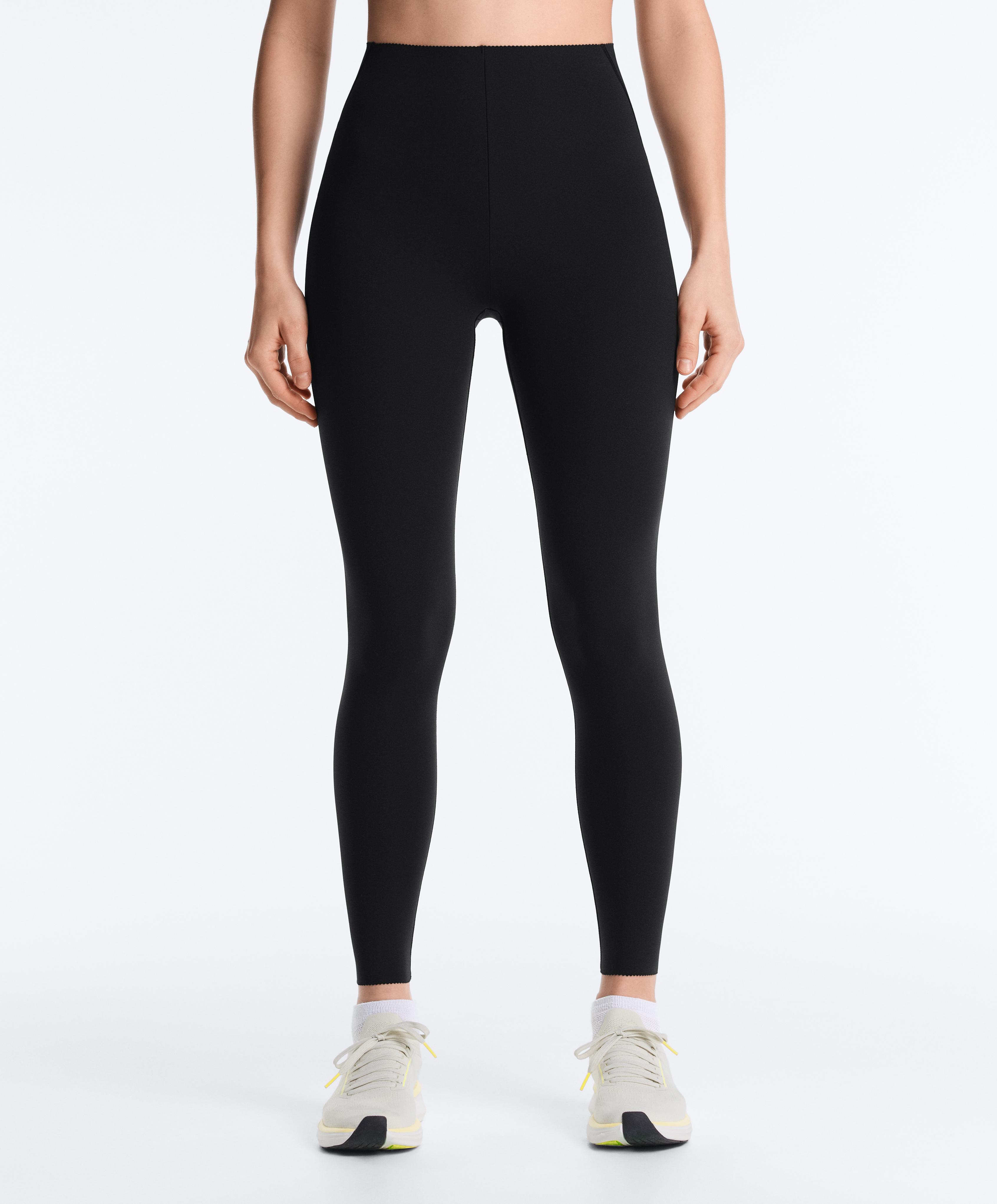 Compressive high-rise core-control ankle-length leggings — BLACK