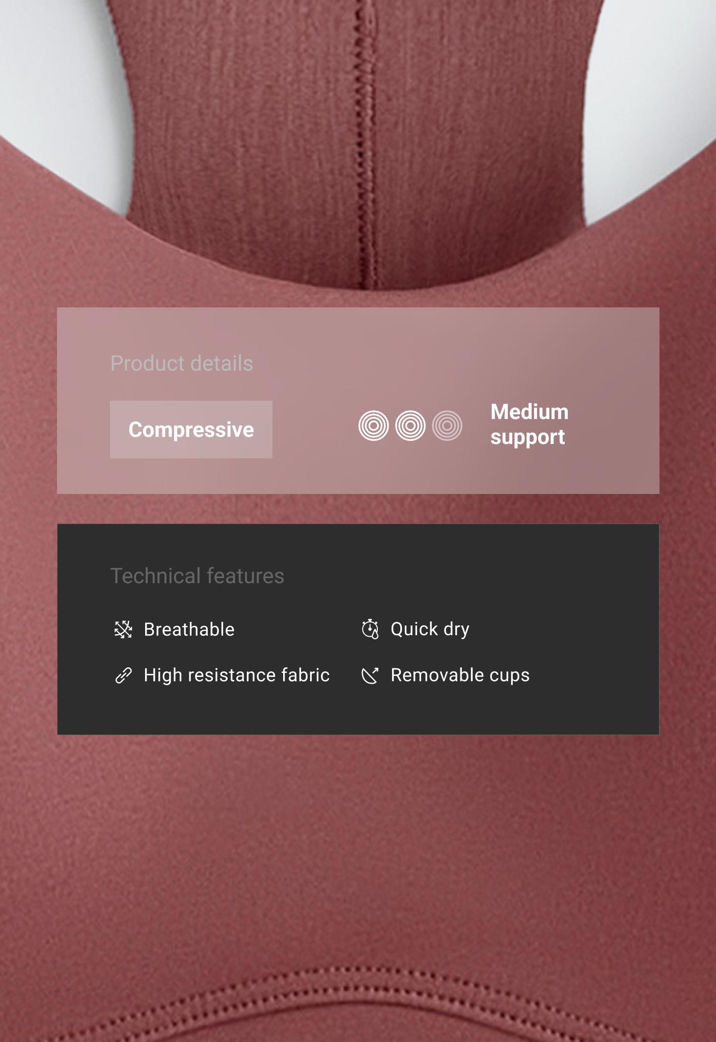 حمالة صدر رياضية Compressive بتثبيت متوسط وظهر متصالب