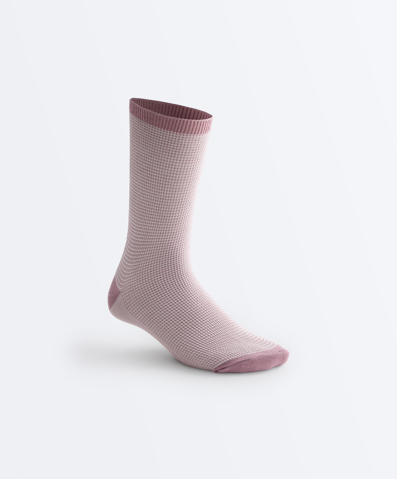 3 pairs of classic cotton textured socks — PINK-MAUVE