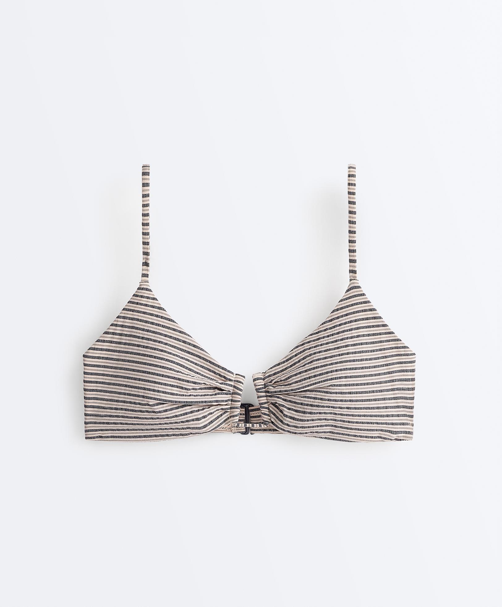 Stripe triangle bikini top — SAND