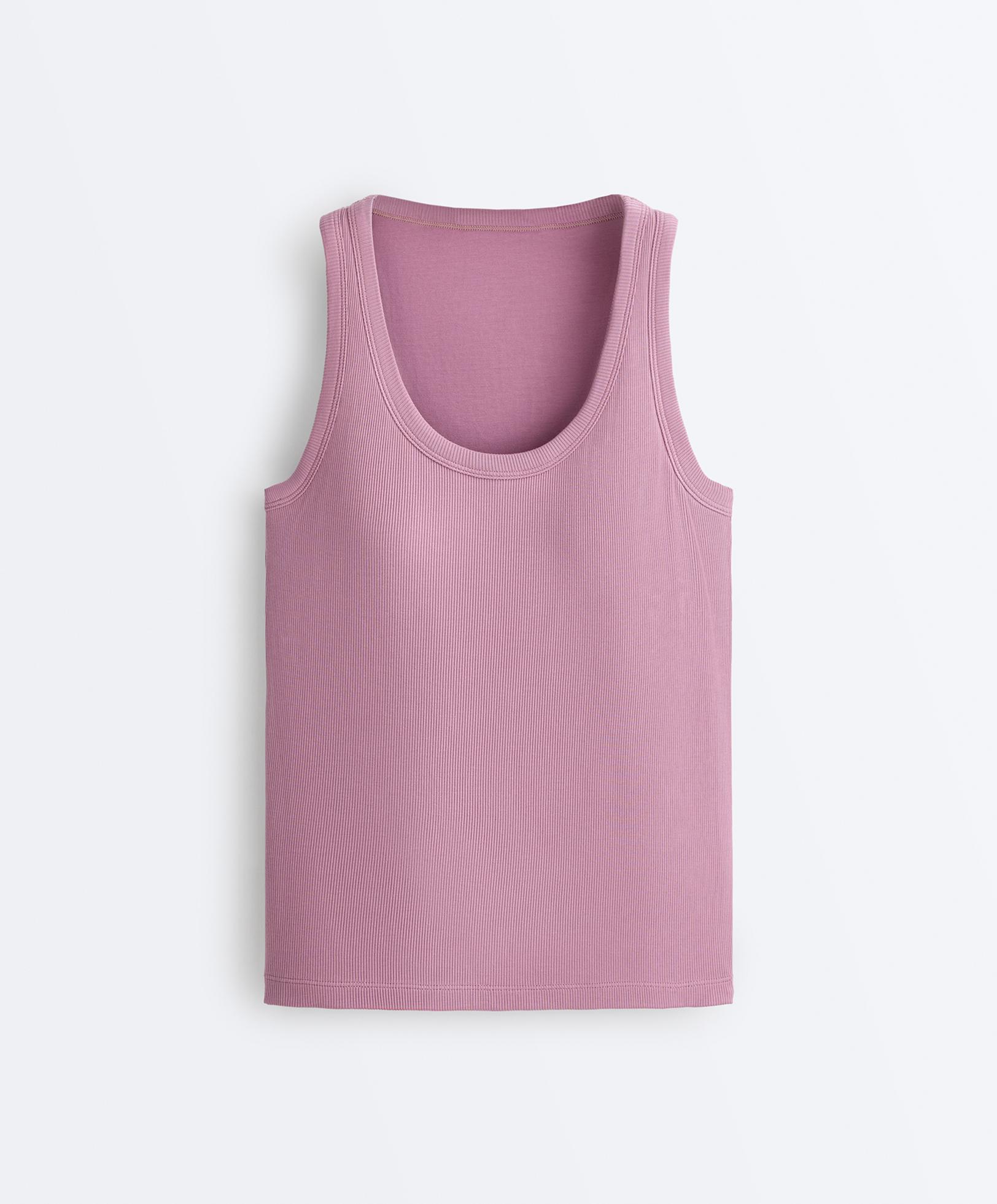 Rib modal blend tank top — MAUVE PINK