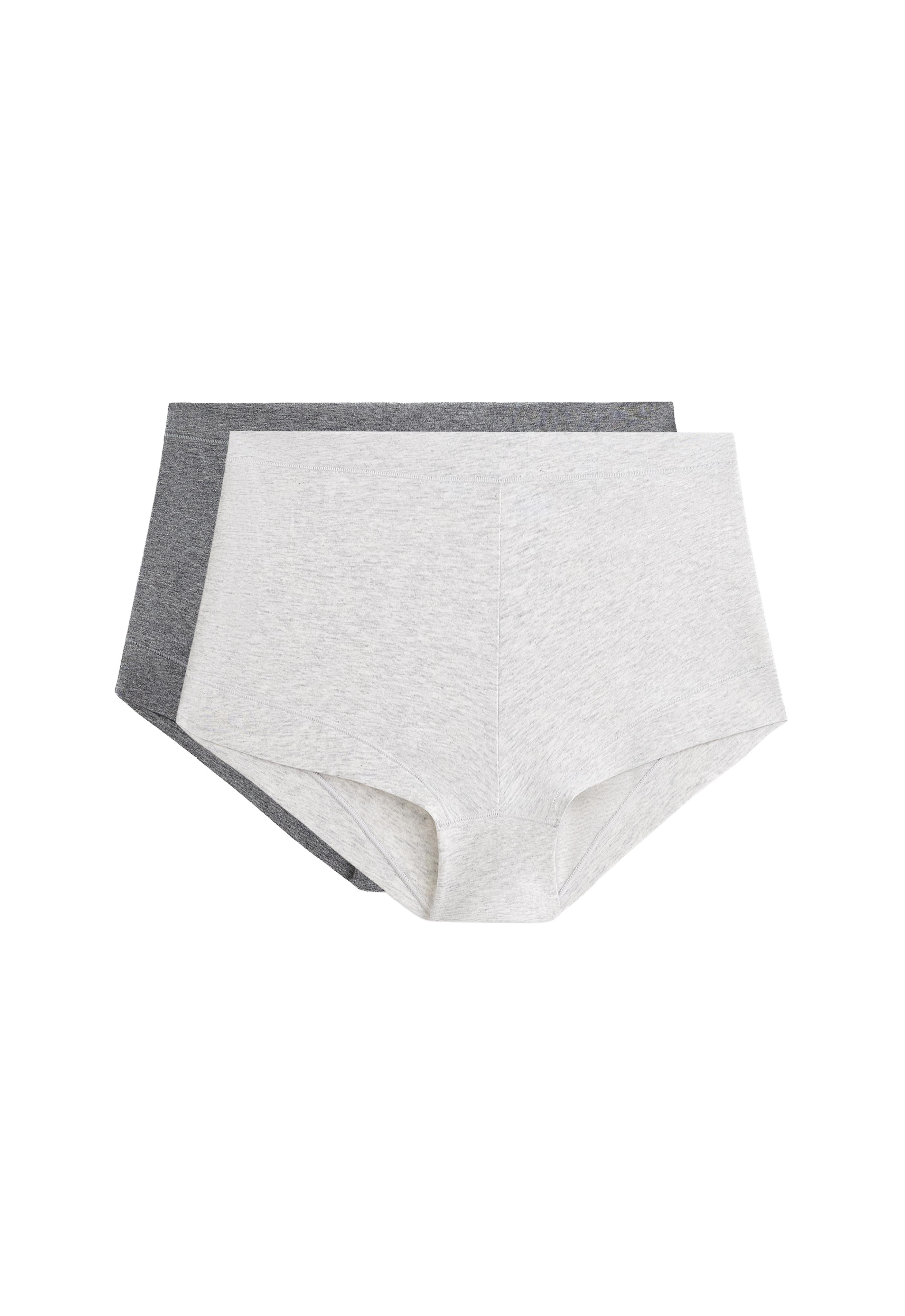 2 cotton blend shortie briefs — GREY MELANGE