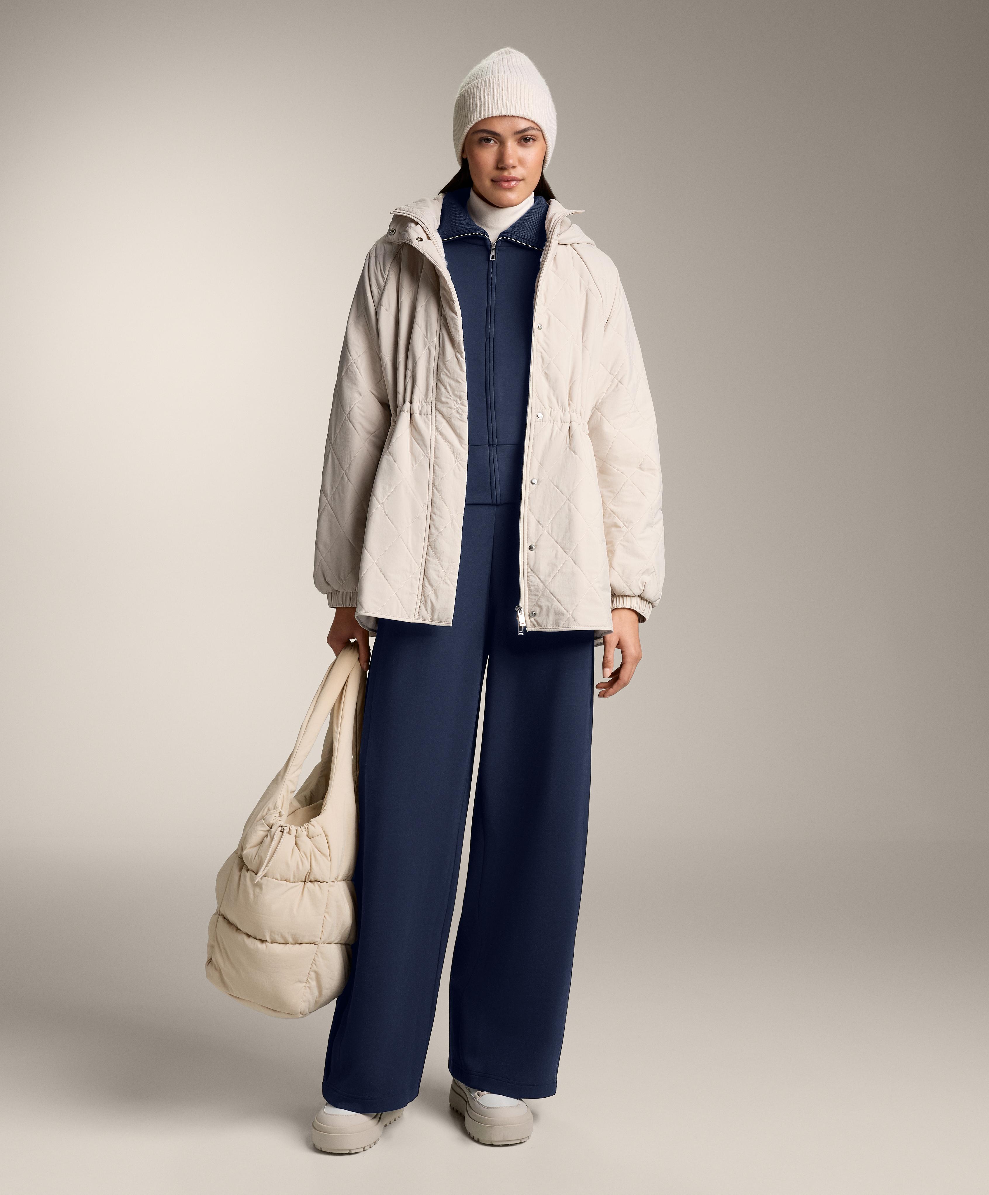 Cocoon trousers with side pleat and brushed modal — NAVY BLUE
