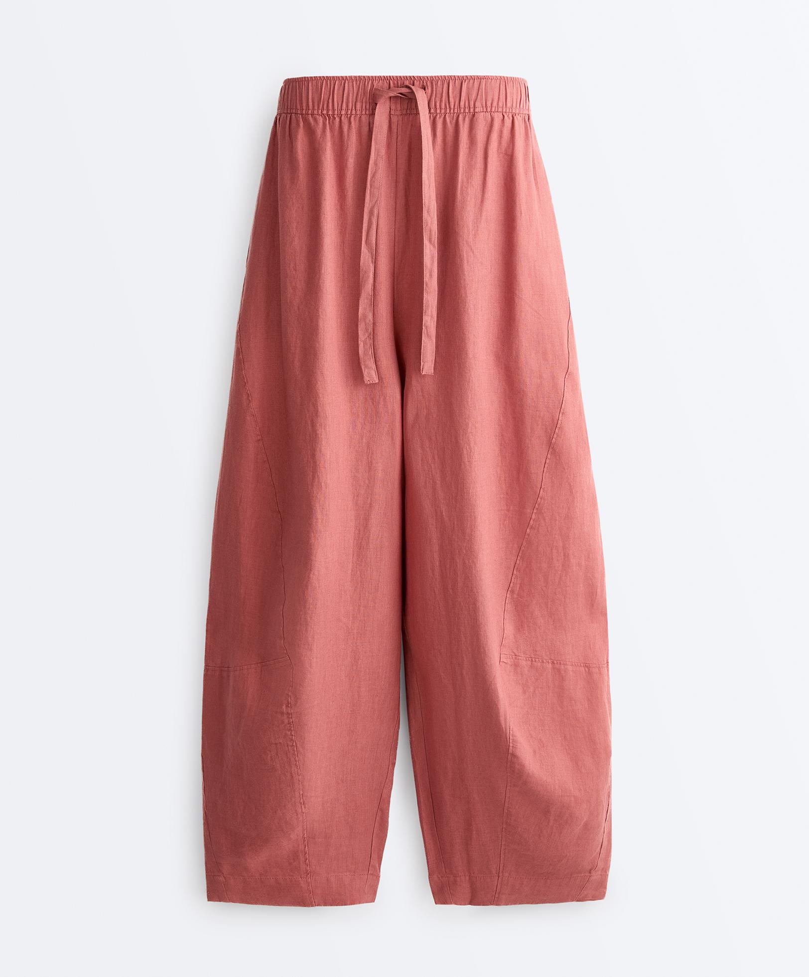 100% linen balloon trousers — CORAL