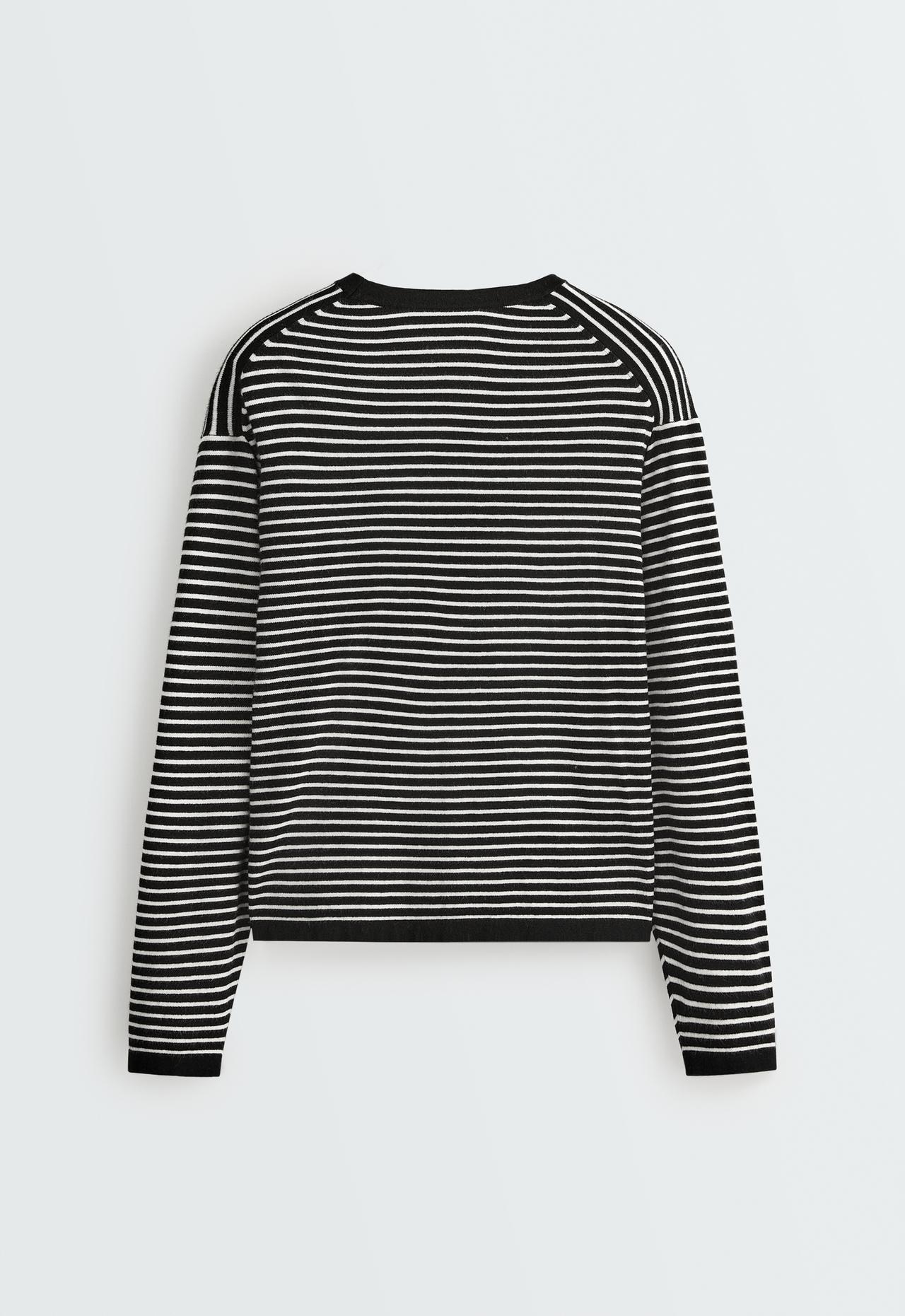 Fine striped knit jumper — BLACK