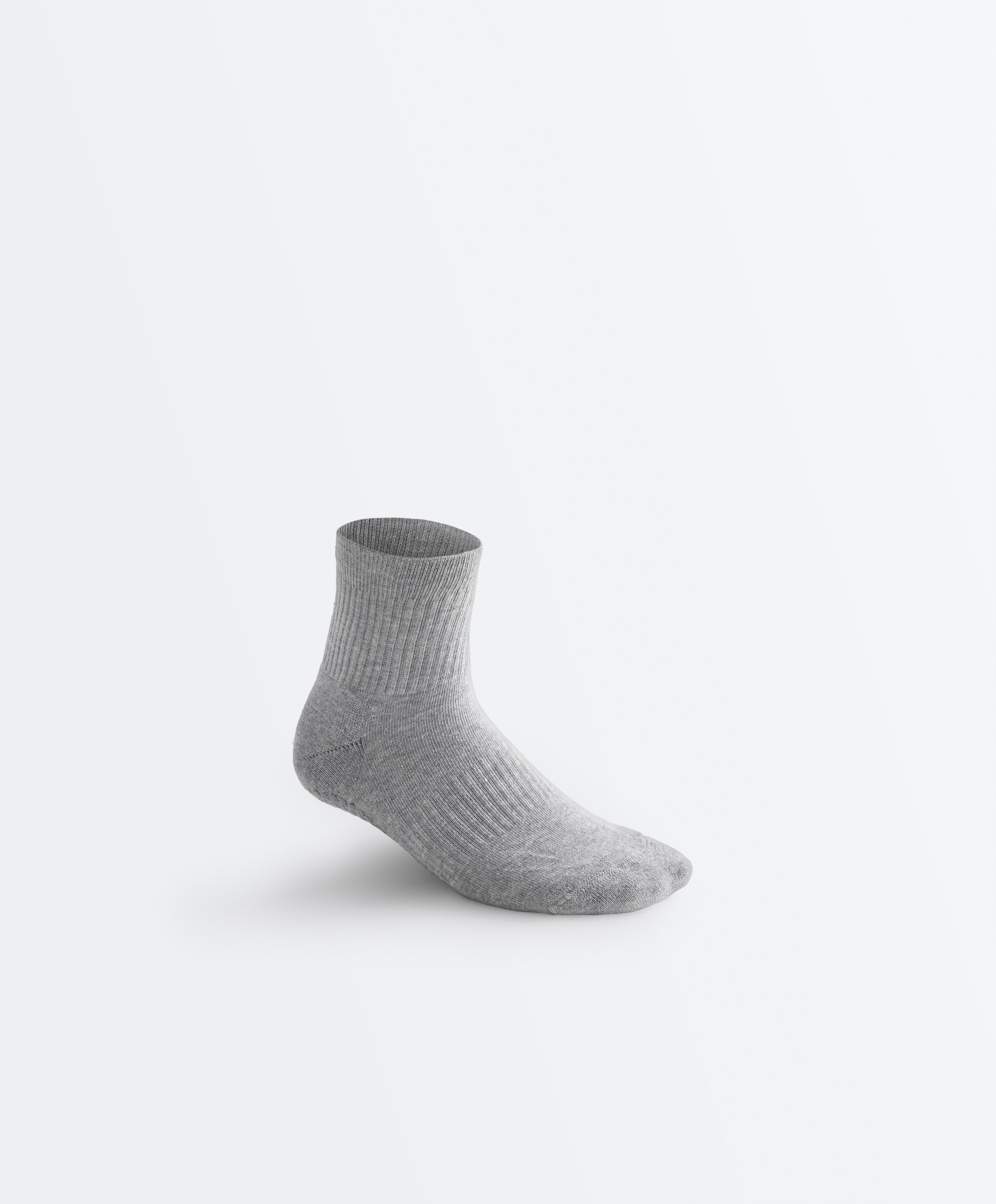 2 pairs of padded cotton quarter yoga and Pilates socks — PALE GREY MELANGE