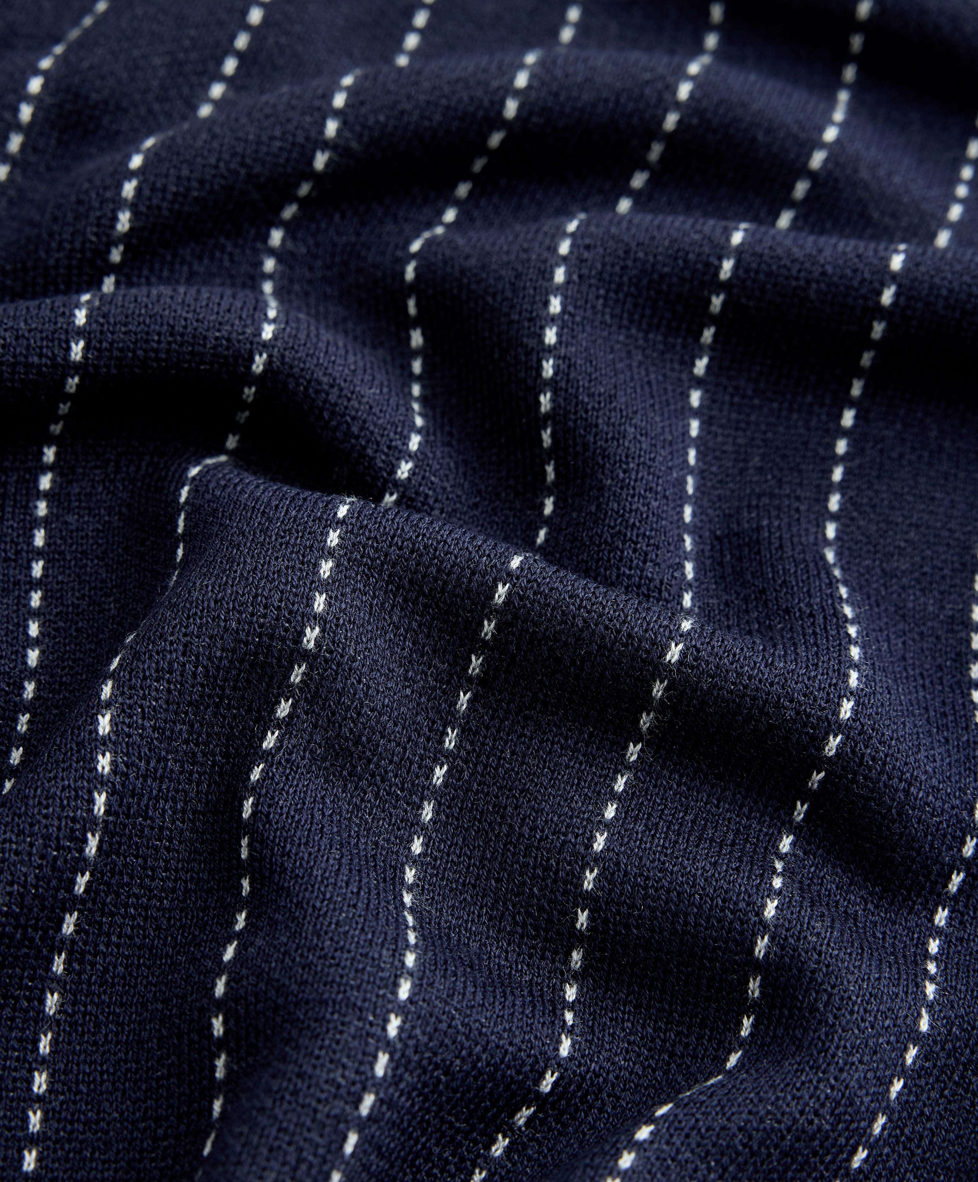 Pinstripe half-zip knit jumper — NAVY BLUE