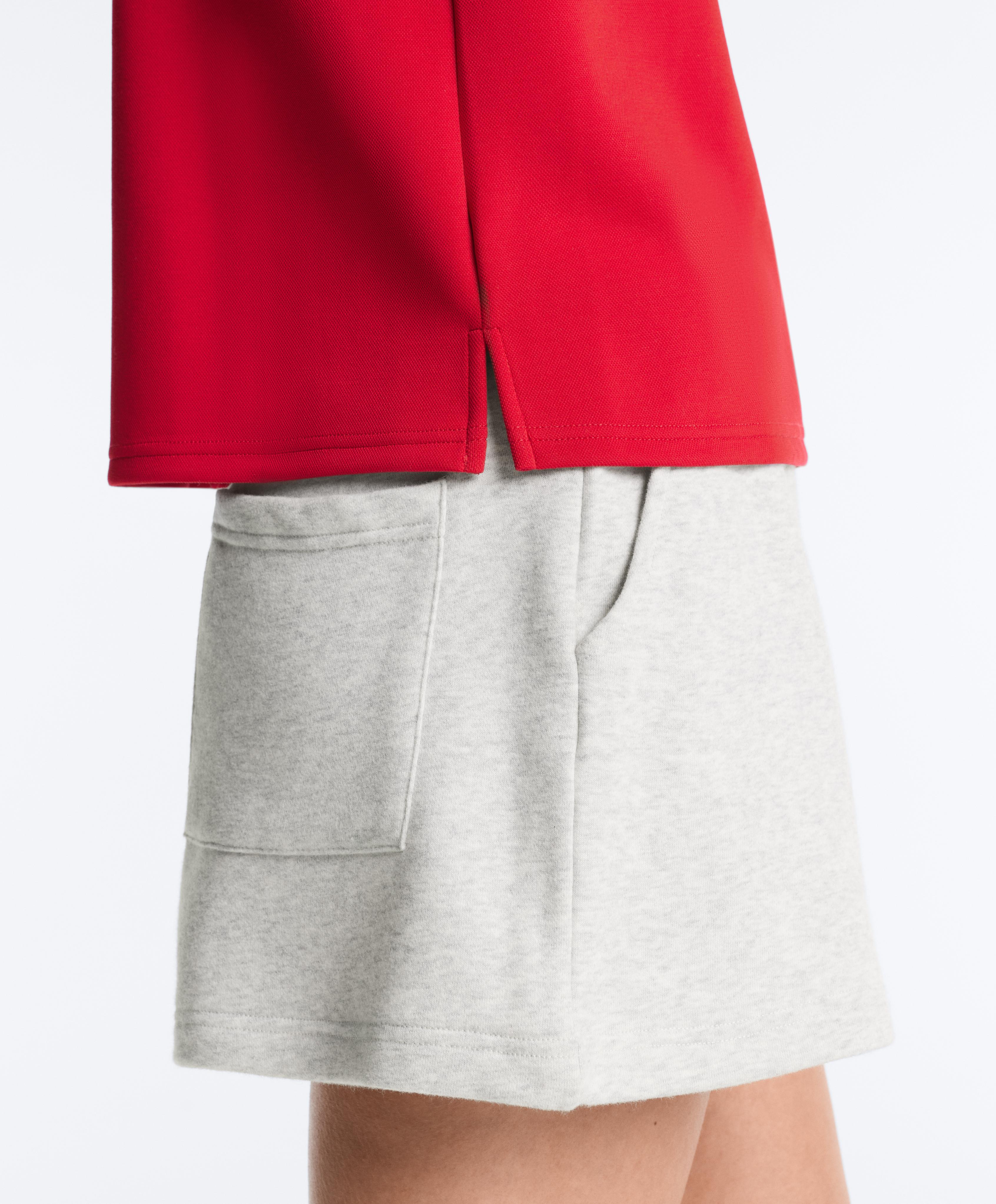 Cotton piqué sleeveless vest — BRIGHT RED