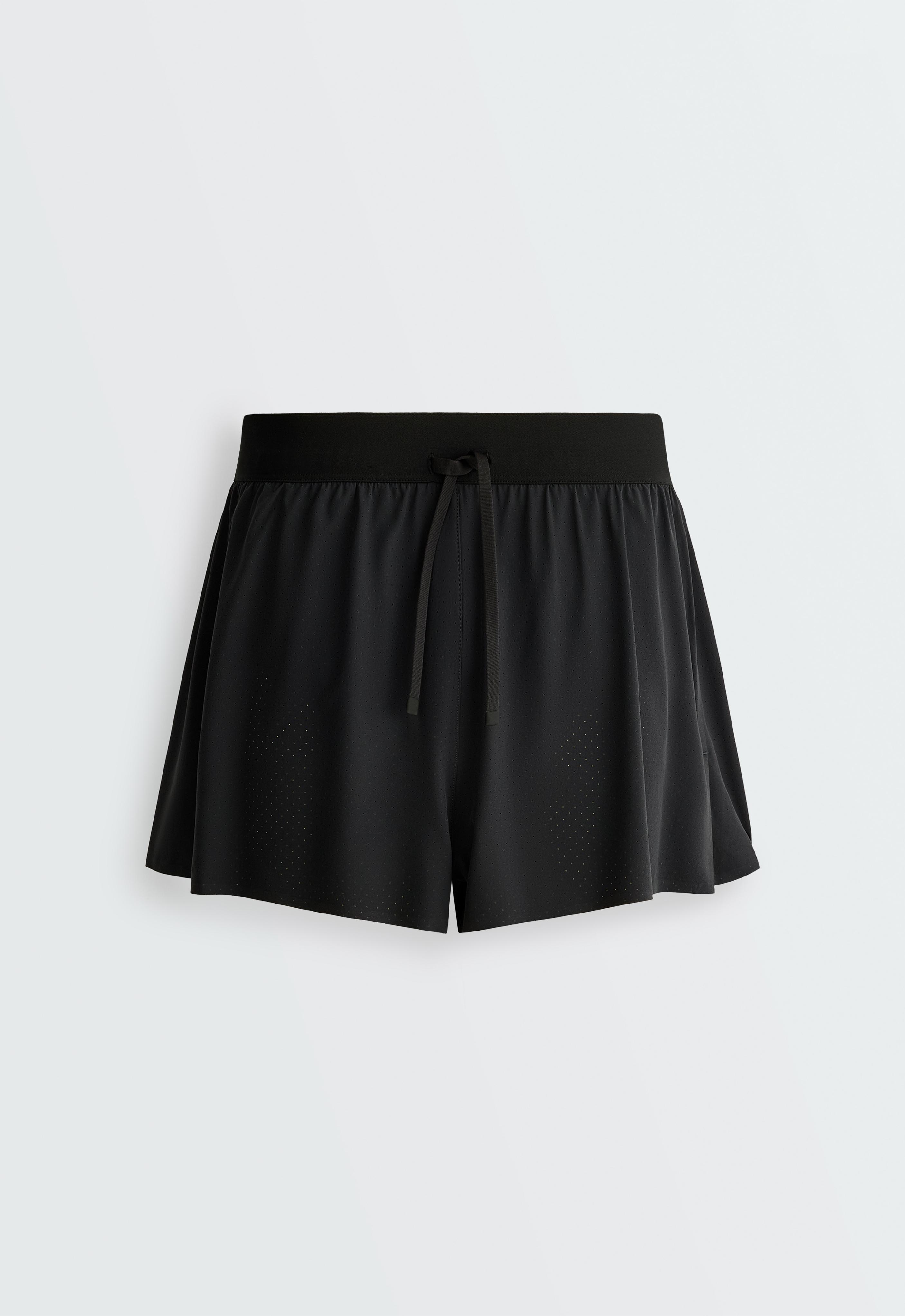 Mid-rise 7cm technical shorts — BLACK
