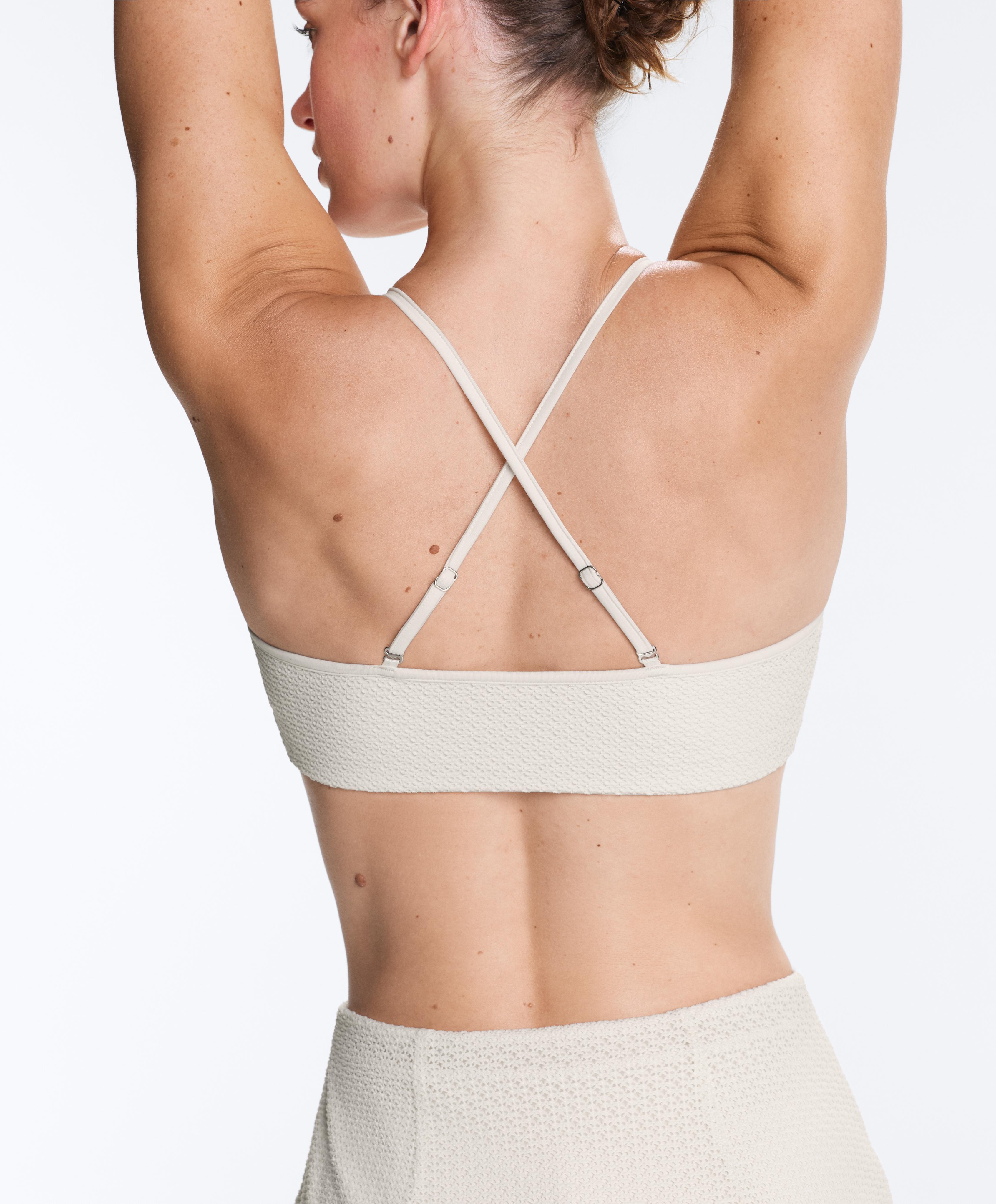 Low-support Comfortlux crochet sports bra — PALE ECRU