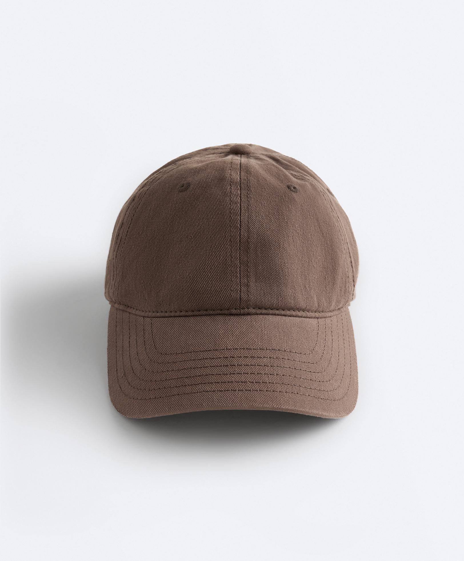 Washed-effect 100% cotton cap — BROWN